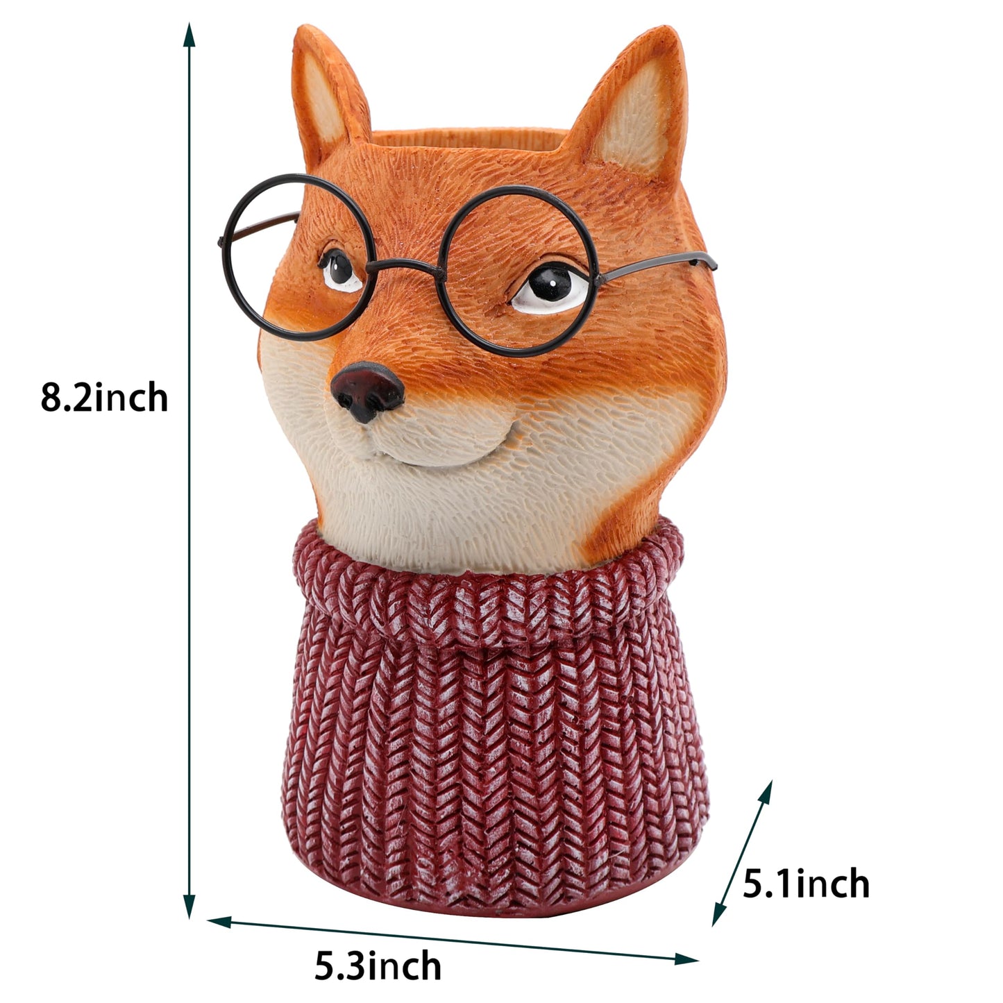 Resin Fox Flower Vase, Unique Lava Red Sweater Fox Sculpture Decoration Aesthetic Flower Vase for Home Decor