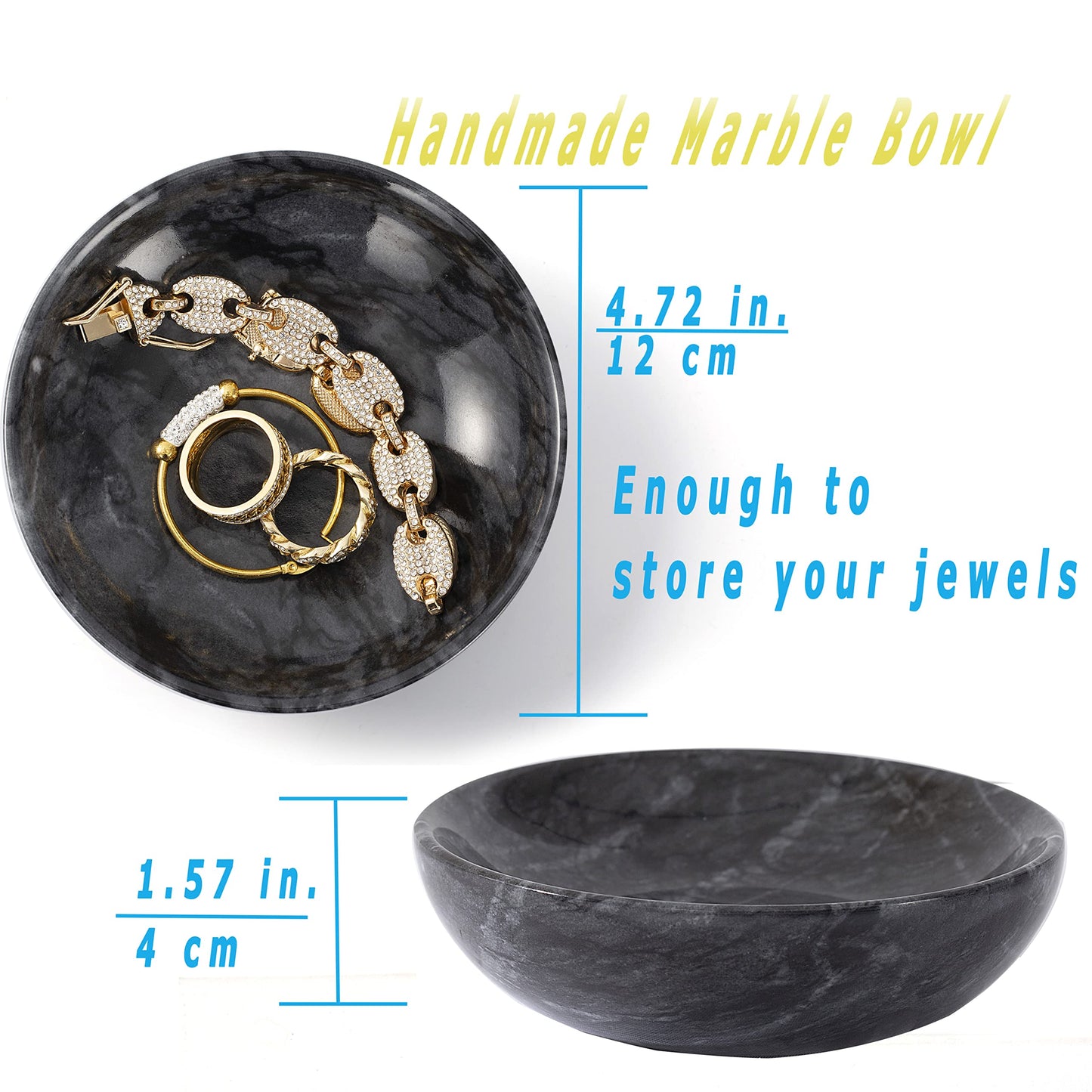 Gifts for Mom 4.72 Inch Small Decorative Bowl Ring Dish Marble Tray, Mothers Day Gifts Jewelry Dish Ring Trinket Holder Key Catchall Bowls, Marble Vanity Tray for Display Home Decor Bride Gifts