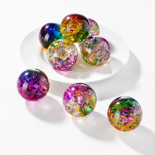 KRISININE 8PCS Ice Cracked Crystal Balls 40mm Colorful Decorative Spheres for Home Table Decor