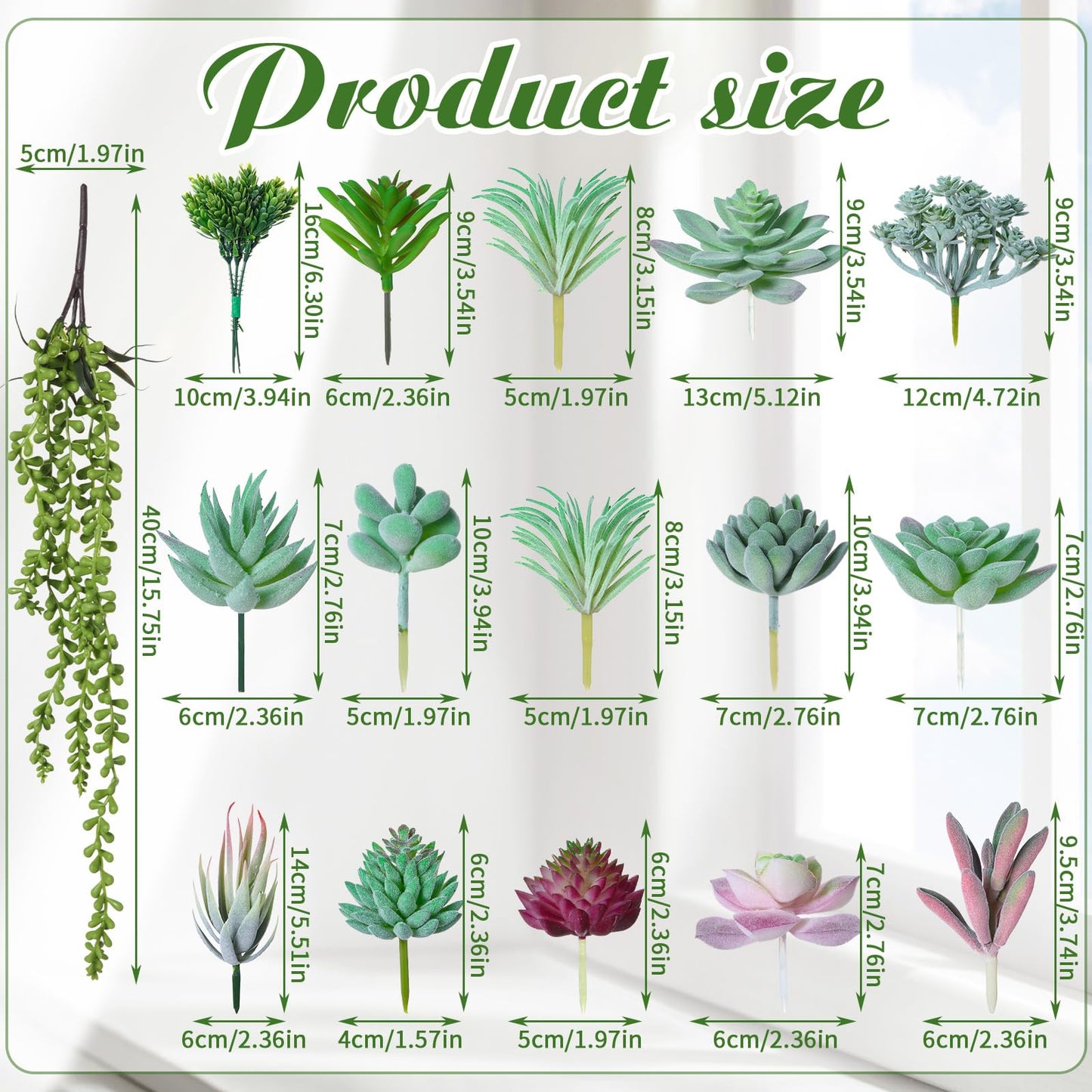 Suncalla 16 Pcs Artificial Succulent Plants with 2.2lb Small Decorative Jade Pebbles Set Small Plastic Faux Succulent Plants for Craft Flocked DIY Floral Home Garden Office Party Decor(Classic)