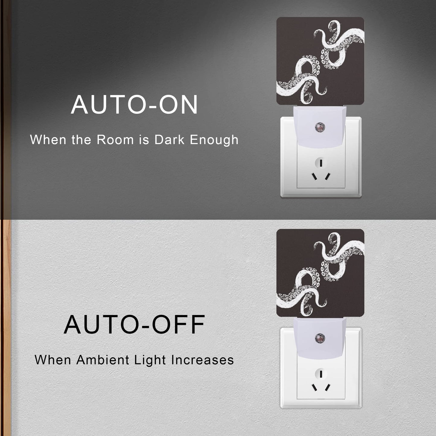 Smoaffly Octopus Night Light Plug-in LED Nightlights Auto Sensor Night Lamp Dusk-to-Dawn Lamp Home Decor for Nursery Children Girls Boys