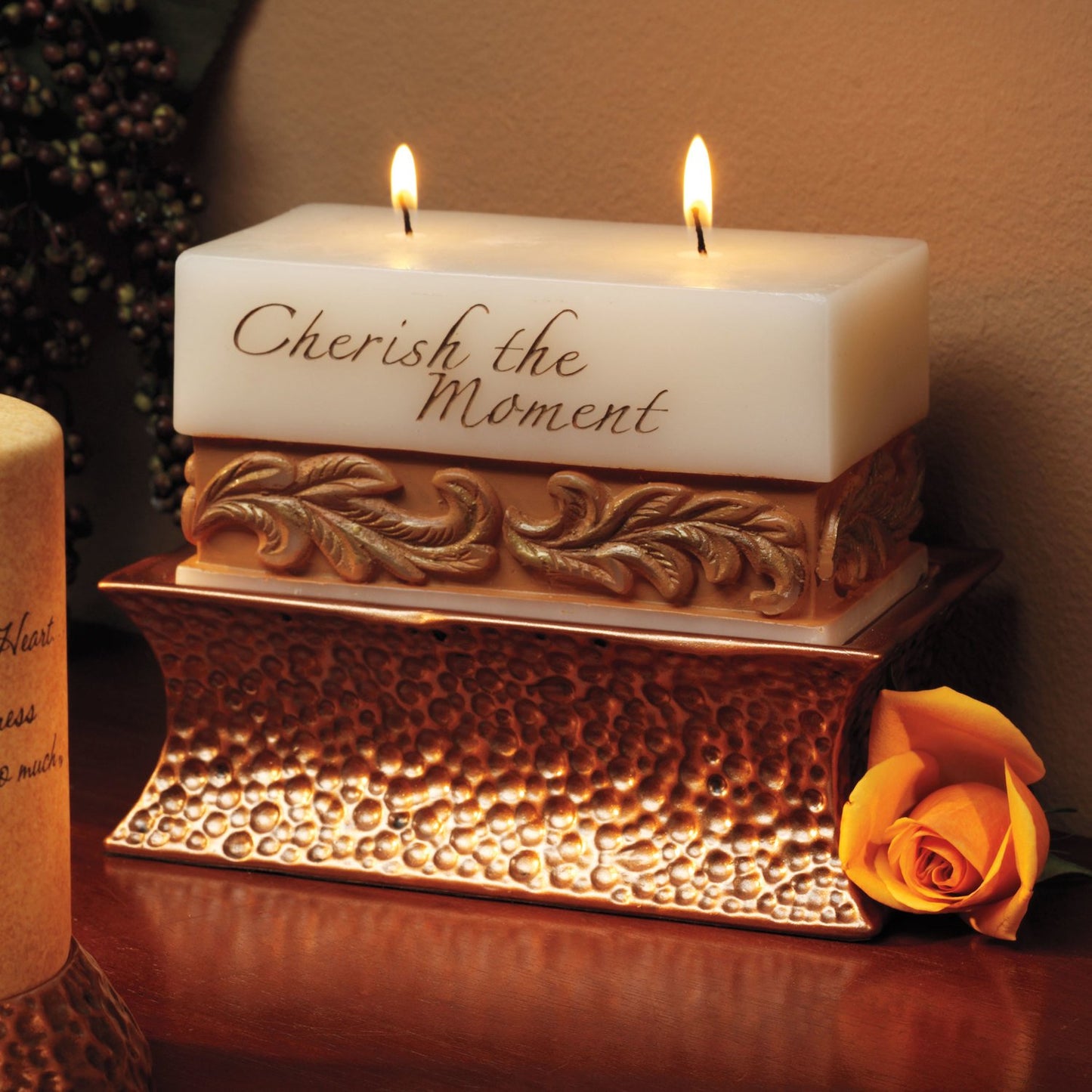 Pavilion Gift Company- Hammered Copper Pedestal - 7" x 2.5" Candle Stand Candle Holder Tealight Holder Home Decor Housewarming Gift
