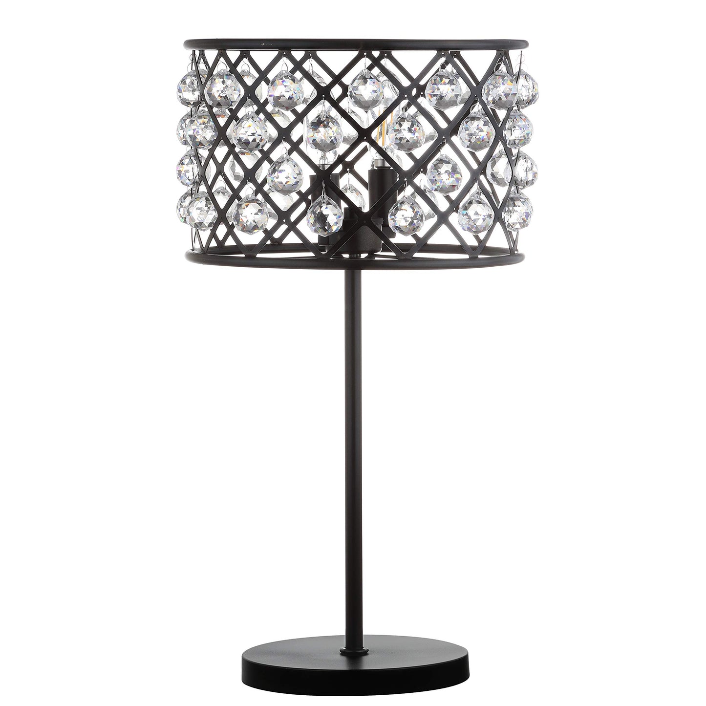 JONATHAN Y 22.5" Oil Rubbed Bronze 2-Light Crystal and Iron Table Lamp, Modern Glam Bedside Nightstand Lamp with Clear Crystal Spheres, UL Listed, LED Bulbs Included JYL9022A