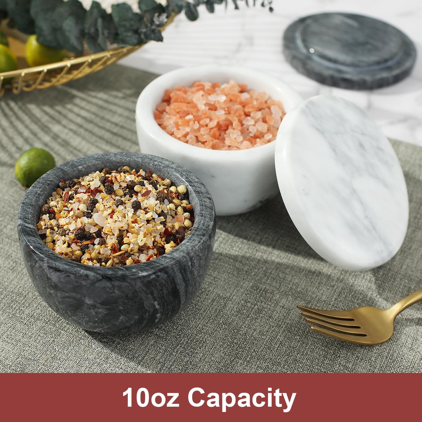 jalz jalz Marble Salt Box Spice keeper Black Big Salt Cellar Natural Material Salt Container Spice Cellar Large Capacity