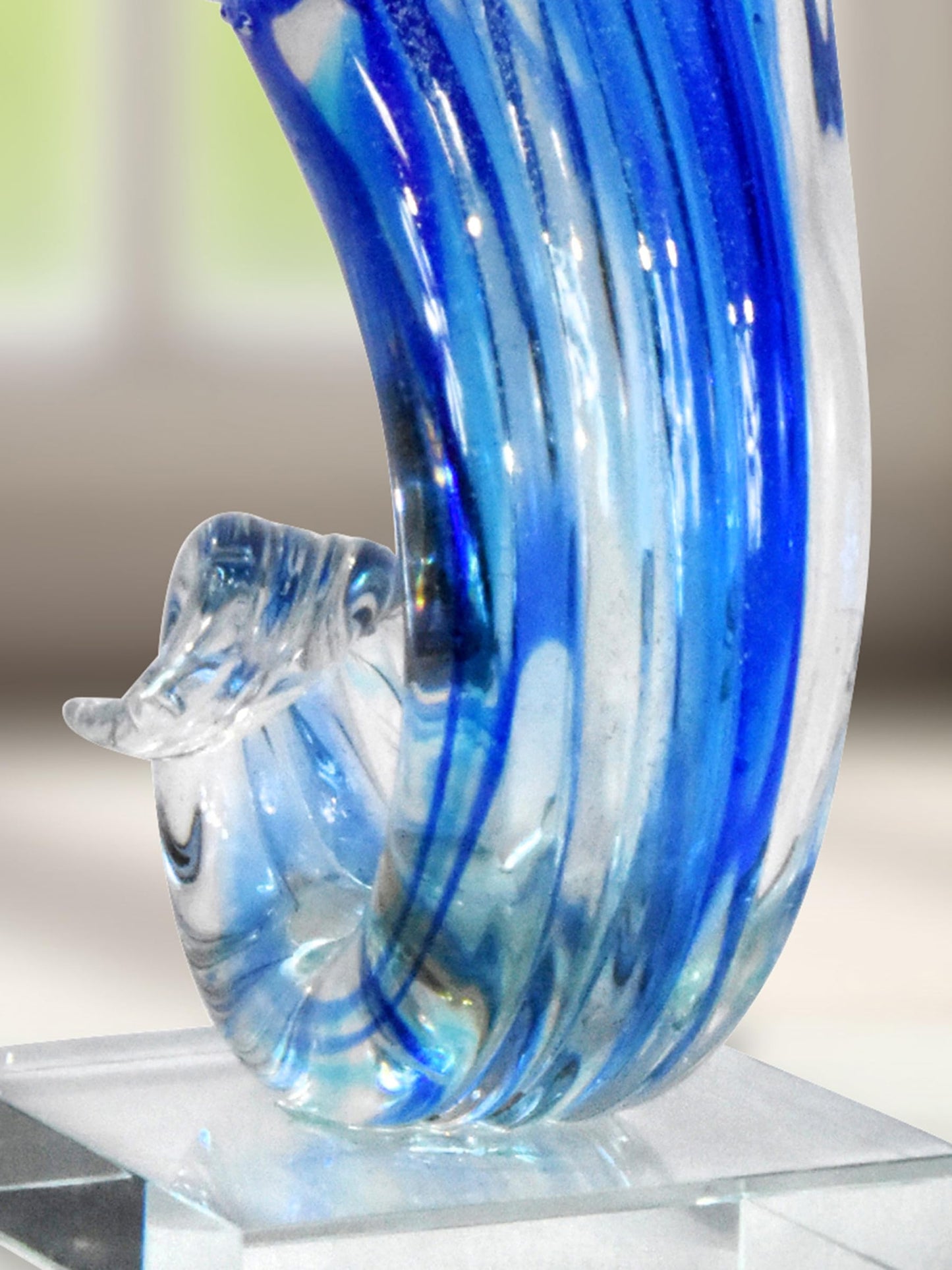 Dale Tiffany AS15206 Pacific Wave Art Glass Sculpture, Blue, 11.5"