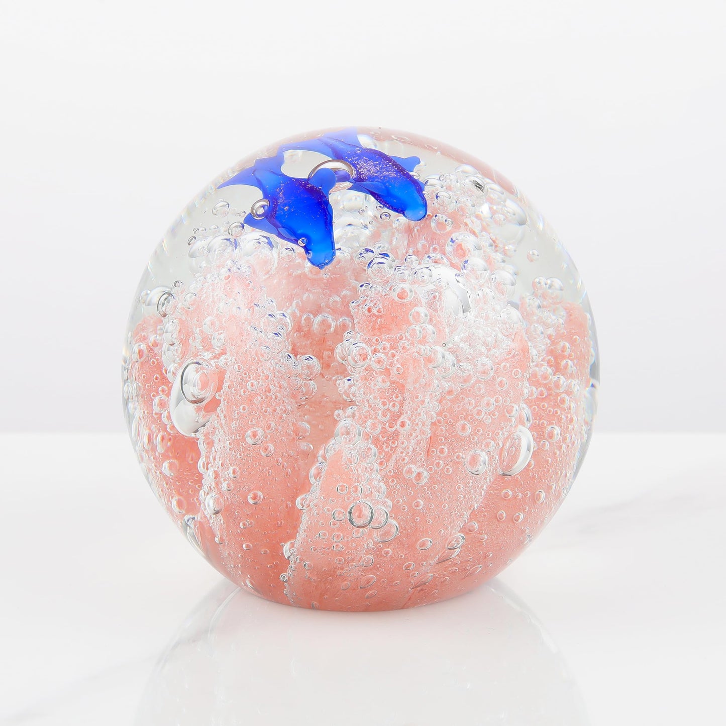 Qianwei Hand Blown Glass Figurines Ball Ocean Coral - Paperweight Glass Ball - Home Sea Decor Collectible - Aquarium Decor - Office Decor Ocean Lovers