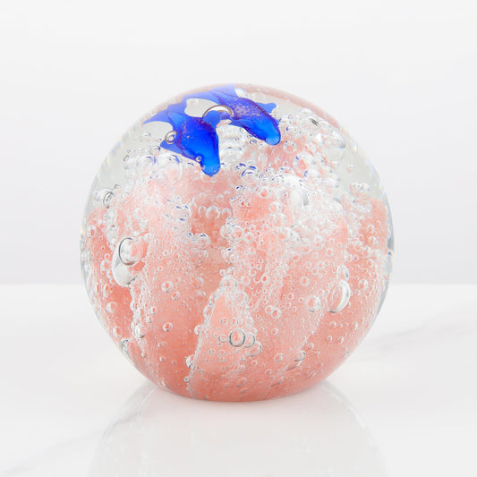 Qianwei Hand Blown Glass Figurines Ball Ocean Coral - Paperweight Glass Ball - Home Sea Decor Collectible - Aquarium Decor - Office Decor Ocean Lovers