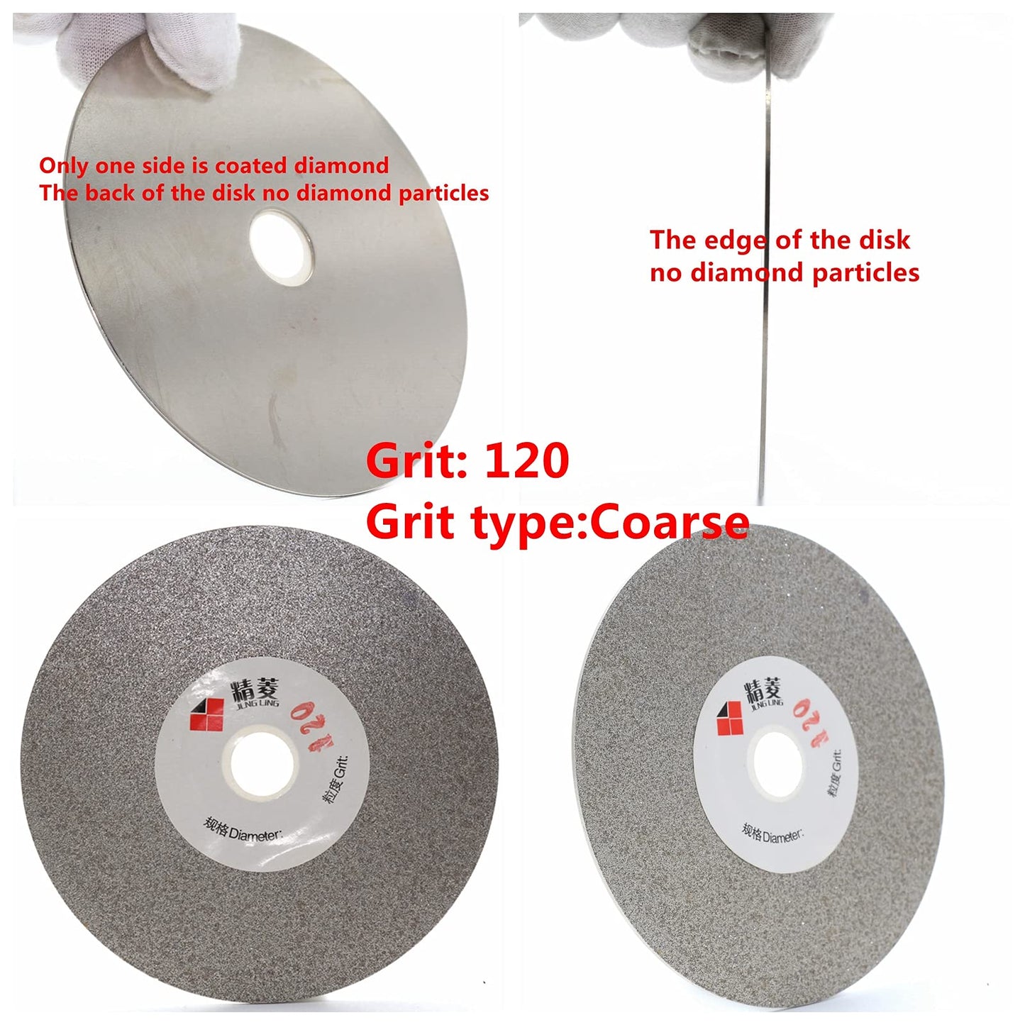 JINGLING 4" inch 100mm Diamond Flat Lap Discs Grinding Disk Grit 120 Coarse