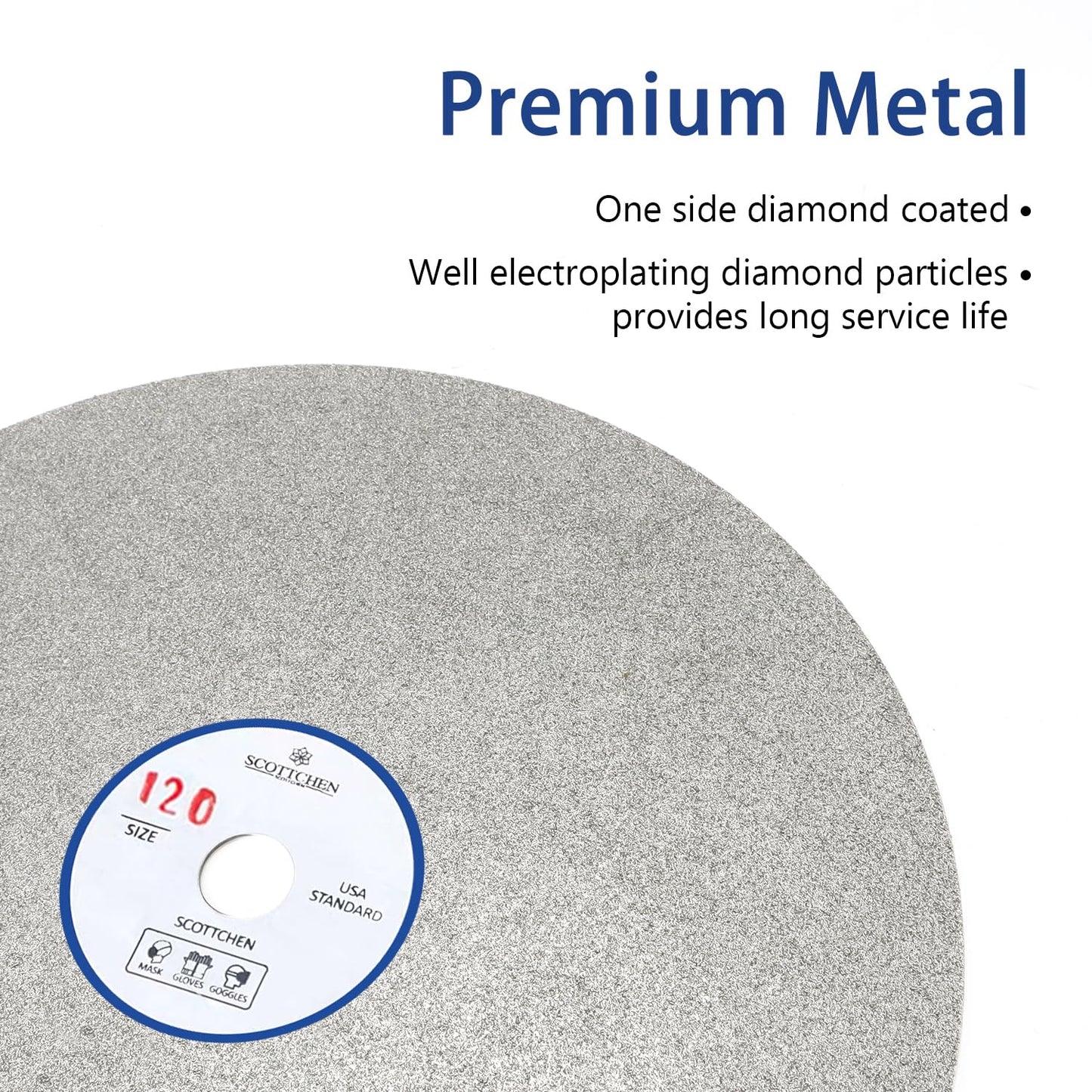 SCOTTCHEN Diamond Flat Lap Wheel 8" x 1/2" Grinding Sanding Disc Lapping Polishing Disc-120 Grit