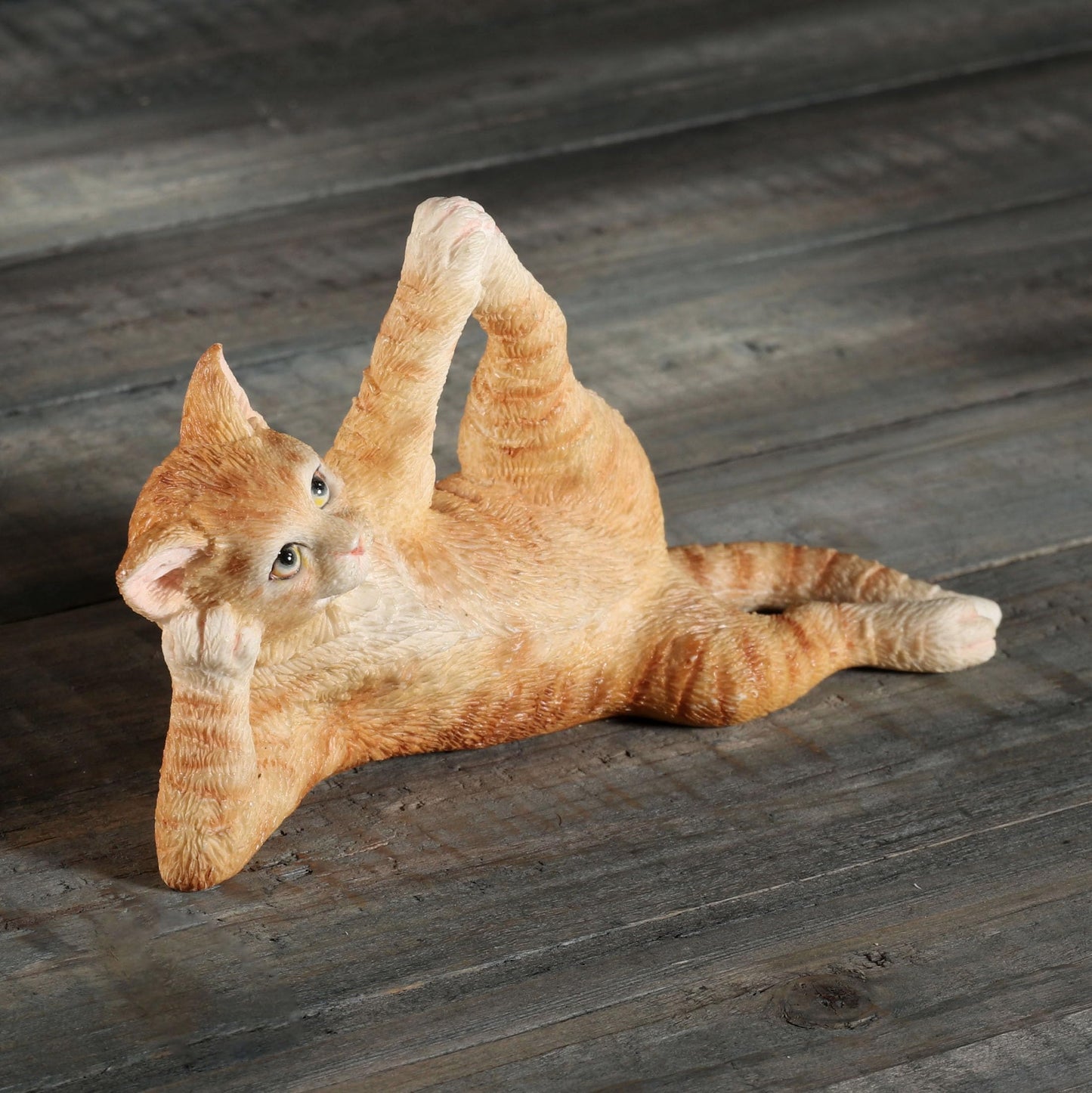 Veronese Design 2 3/4 Inch Orange Tabby Yoga Cat Sleeping Vishnu Pose Resin Animal Figurine