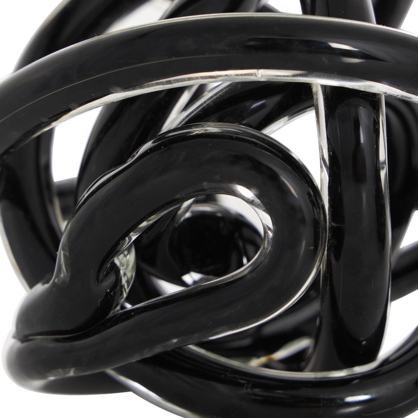 Deco 79 Glass Knot Decorative Sculpture Knotted Ball Home Decor Statues, Set of 3 Accent Figurines 5", 4", 4"W, Black