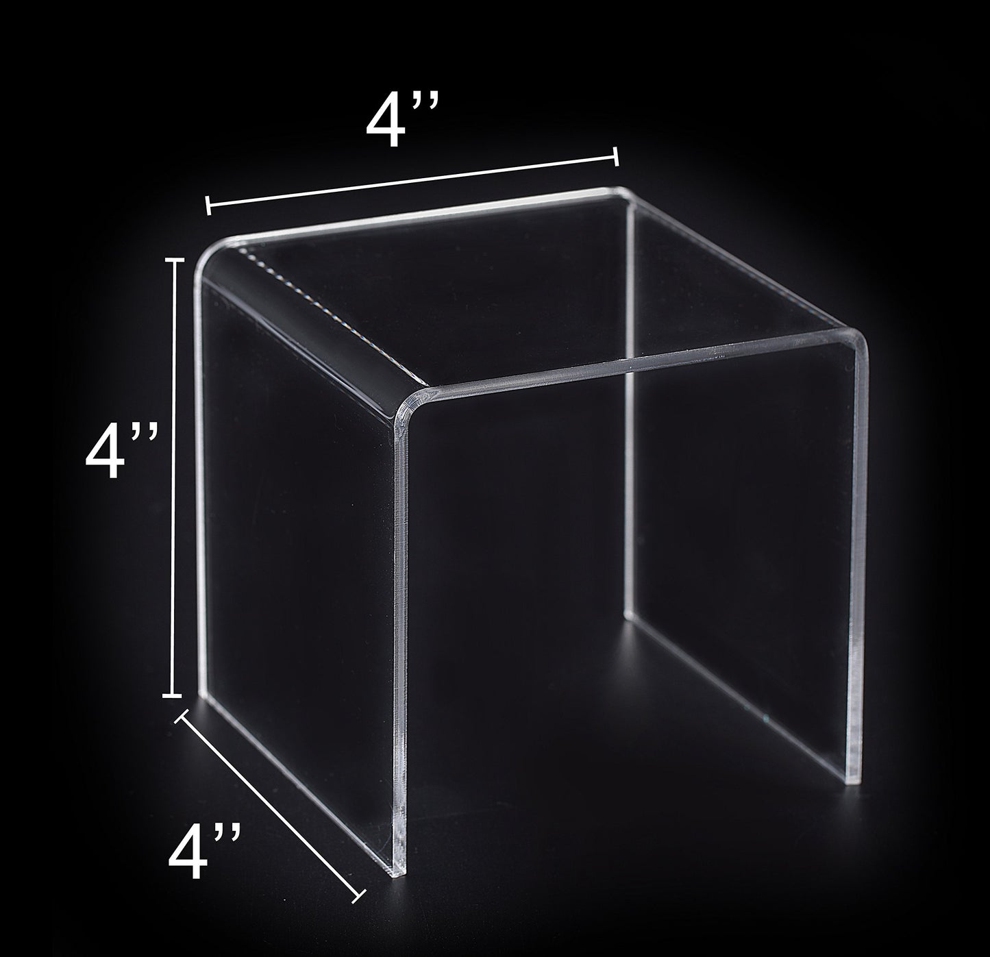 Jusalpha® 8 PC 4'' Clear Acrylic Risers, Acrylic Display Risers Shelf Showcase Fixtures for Jewelry, Display Stand for Amiibo Funko POP Figures, Cupcakes, Food Display, Cabinet- Lot of 8 (4x4x4 Inches)