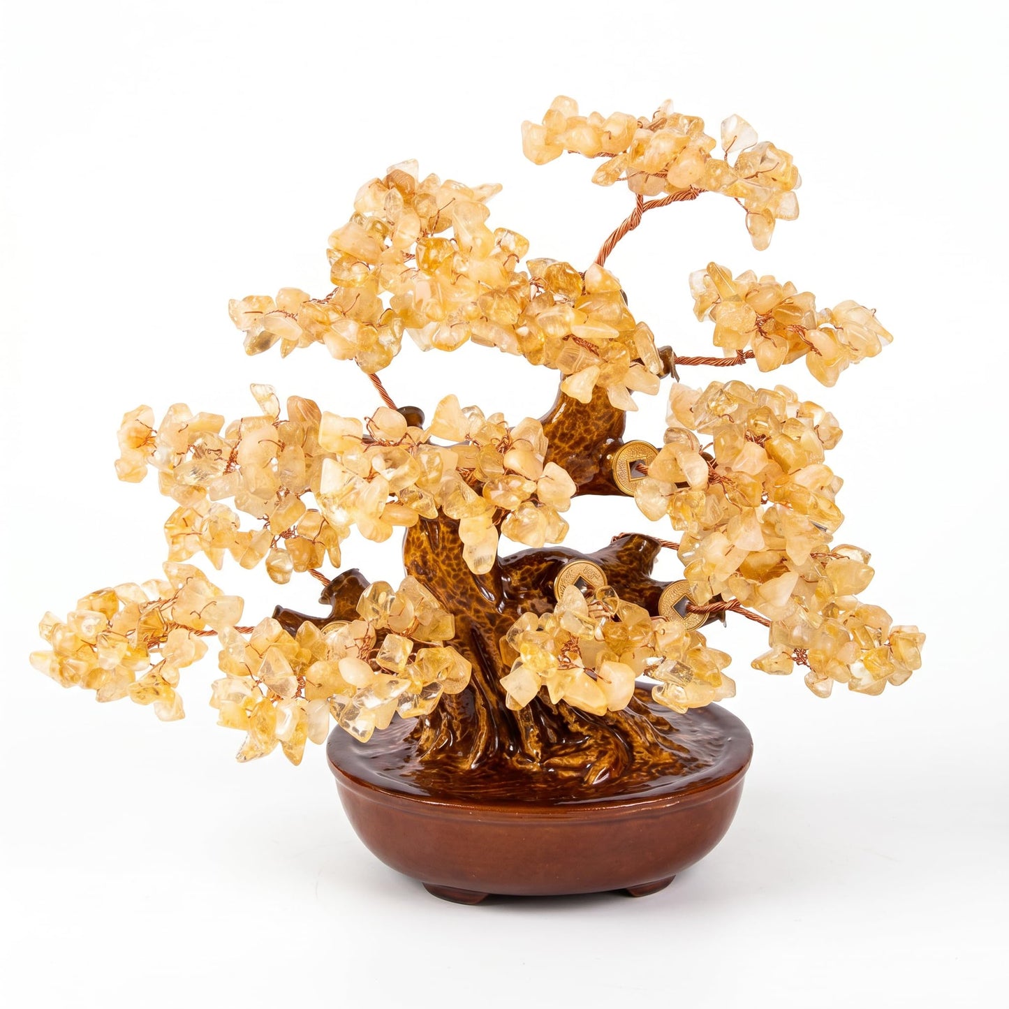 Fatonio Natural Crystal Citrine Bonsai Tree Feng Shui Decor for Home Office