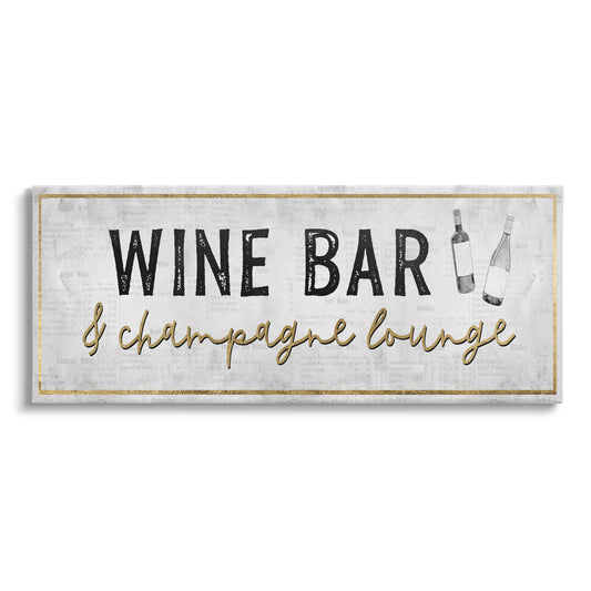 Stupell Industries Wine Bar Champagne Lounge Distressed Vintage Kitchen Sign, Design by Natalie Carpentieri, Beige, 24 x 10