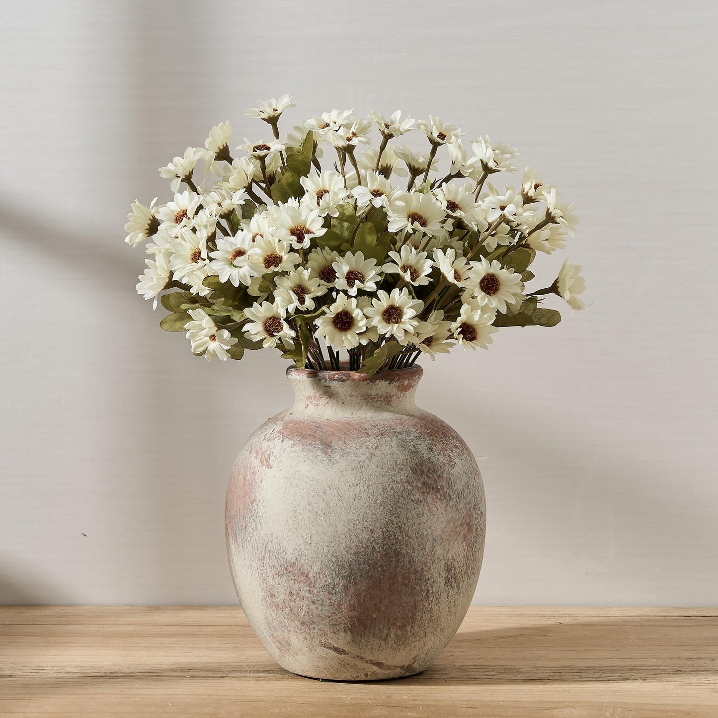 SIDUCAL Ceramic Decorative Flower Vase | 7.48 Inch Pottery Rustic Farmhouse Boho Vase for Home Decor, Table, Living Room, Bathroom, Coffee Desk, Shelf, Mantel Decoration, Wedding, Terra