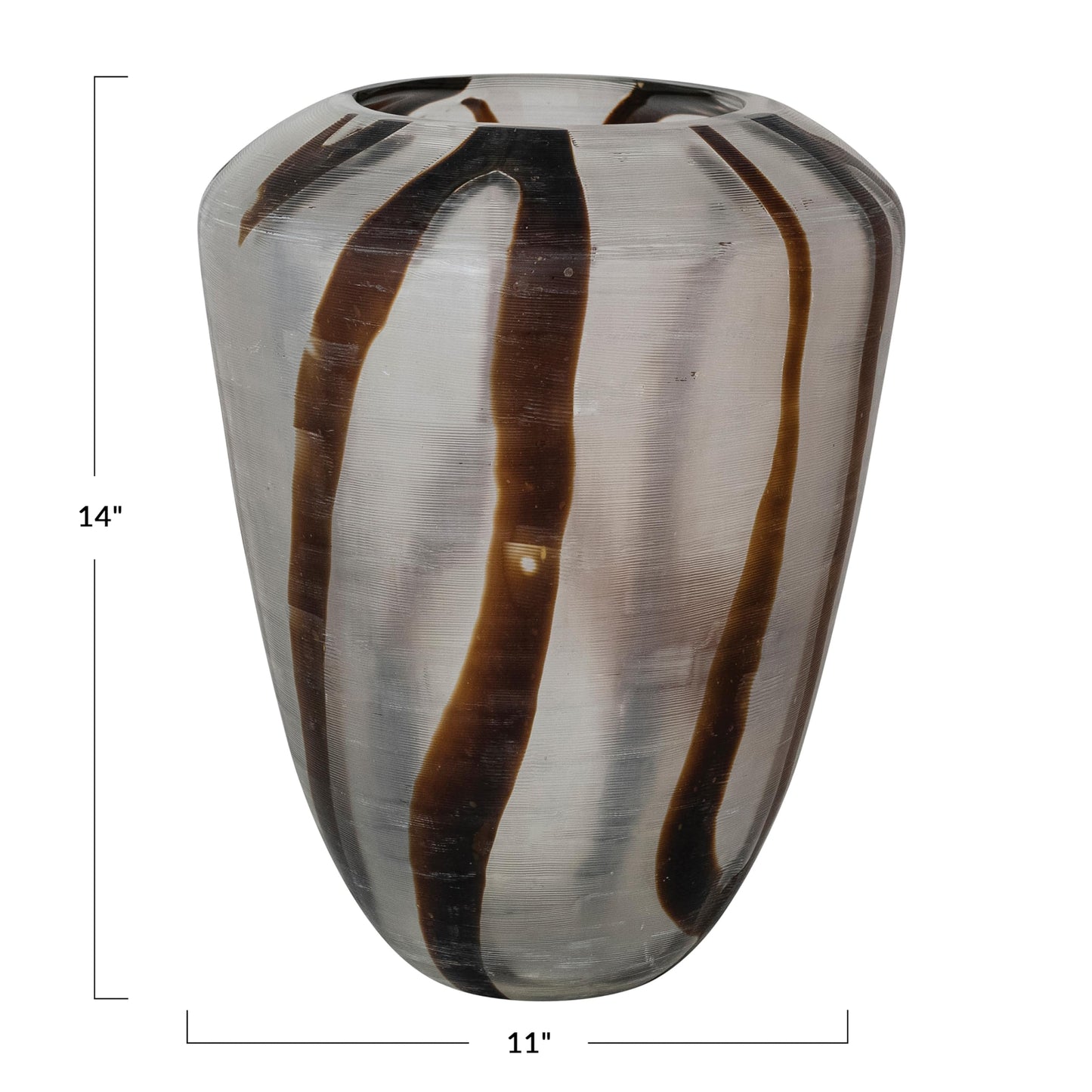 Creative Co-Op Art Glass Vase with Abstract Design, Brown