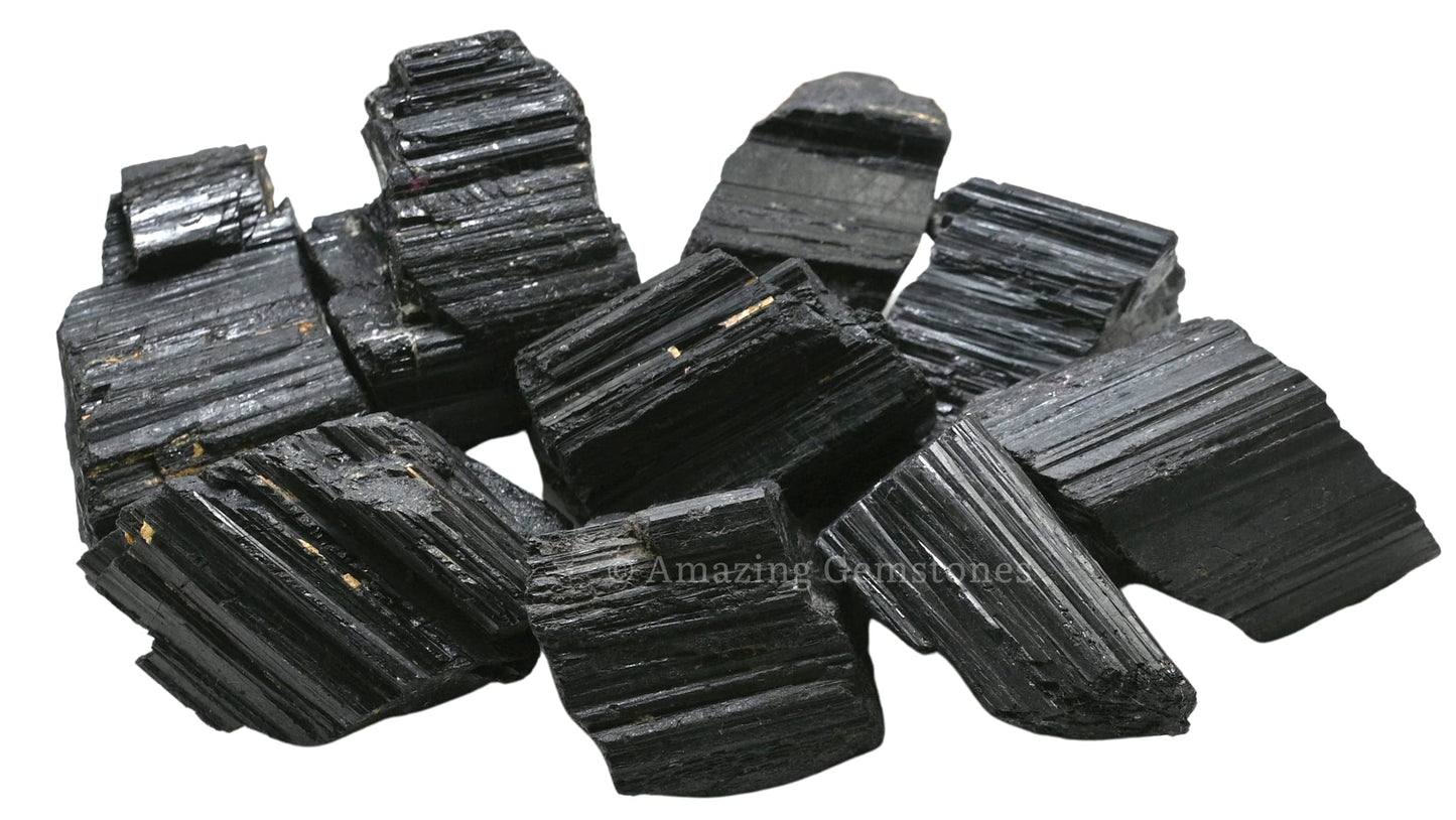 Amazing Gemstone Black Tourmaline Crystals Rough Stone in Bulk, 1lb Large Pieces Turmalina Negra Piedra Originales, Large Black Tourmaline Crystal Healing Stones for Protection