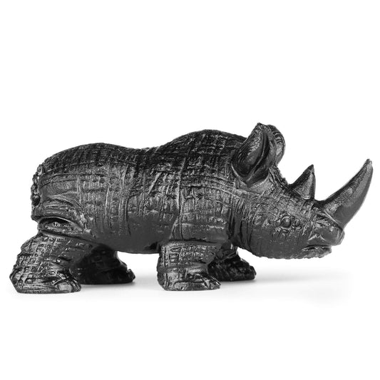 Artistone 3 inch Black Obsidian Rhino Statue, Hand Carved Gemstone Handicraft Healing Rhinoceros Animal Carving Figurine Sculpture Collectible Reiki Stones for Home,Bookshelf,Office Decoration