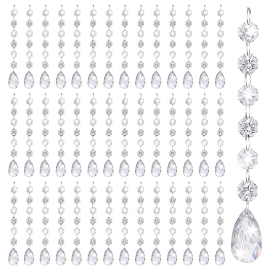 100 Pcs Chandelier Crystals Replacement Clear Acrylic Hanging Teardrop Ornaments Christmas Tree Ornaments Hanging Crystals for Centerpieces Chandelier Lamp Suncatcher Window Home Decoration(Classic)