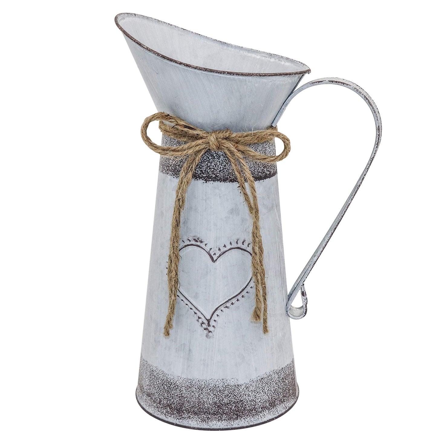 Soyizom French Country Style Vase Primitive Jug, Rustic Decor Flower Vase Shabby Chic Milk Jug Can Tin Pot Metal Farmhouse Pitcher Vase for Wedding Party Christmas Decoration，11" Pitcher