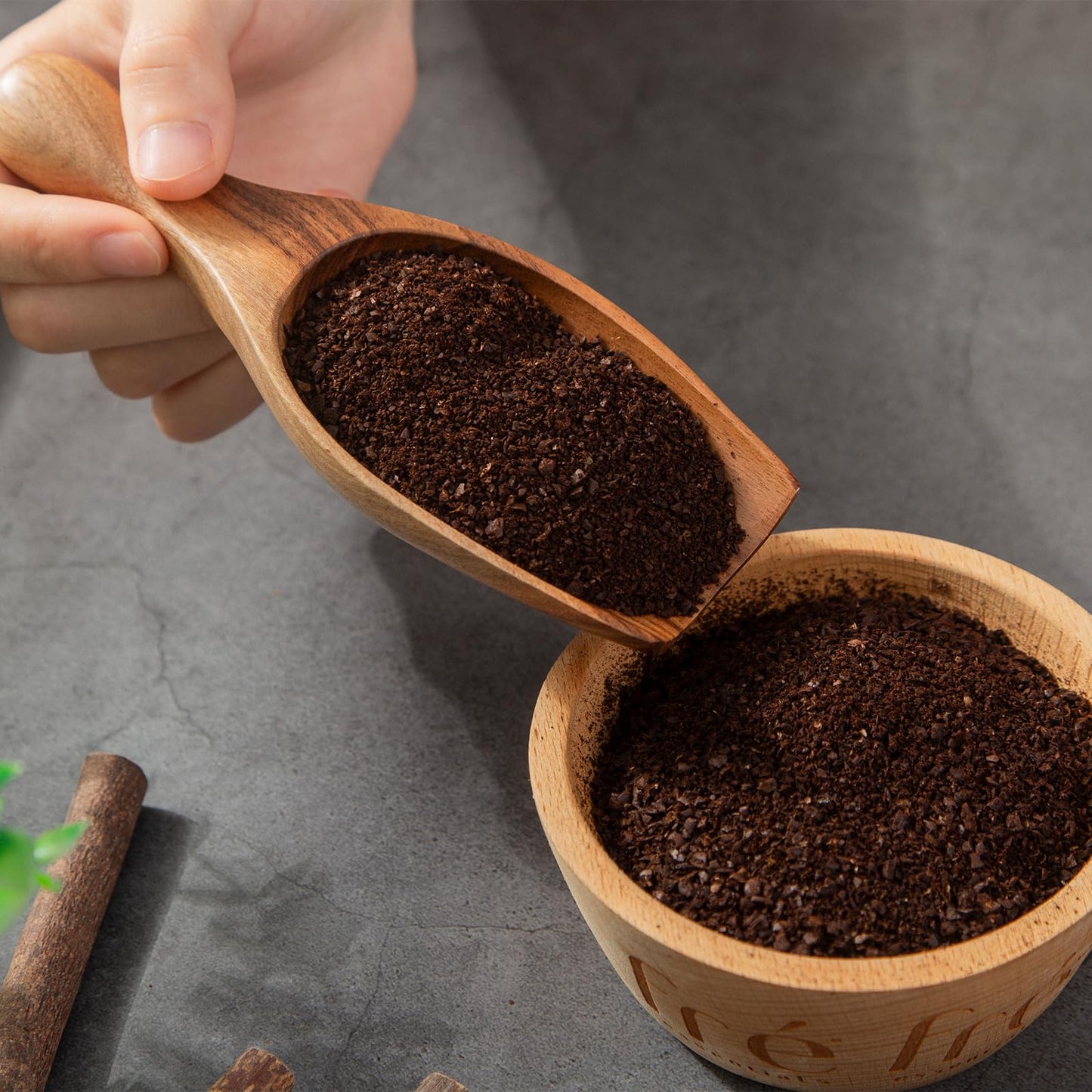 Big Wooden Scoop Shovel, 2PCS Large Coffee Scoops for Ground coffee, Acacia Wood Bean Salt Spoons, Wooden Scoops for Jars Canisters, Kitchen Scoops for Flour Laundry Scoop Multi-purpose