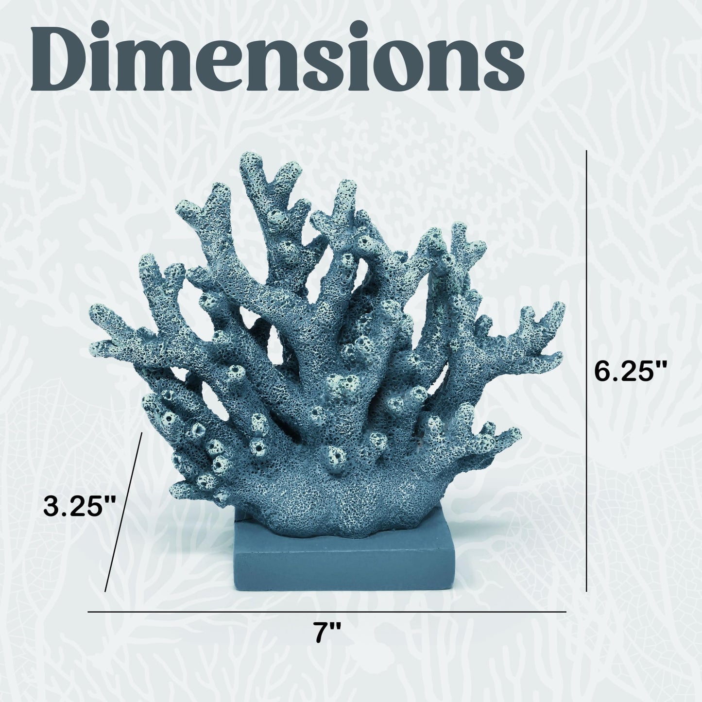 Gift Boutique Blue Coral Decor Coastal Tabletop Sculpture Nautical Beach House Accent Resin Ocean Reef Figurine Shelf Mantel Bathroom Living Room Decor