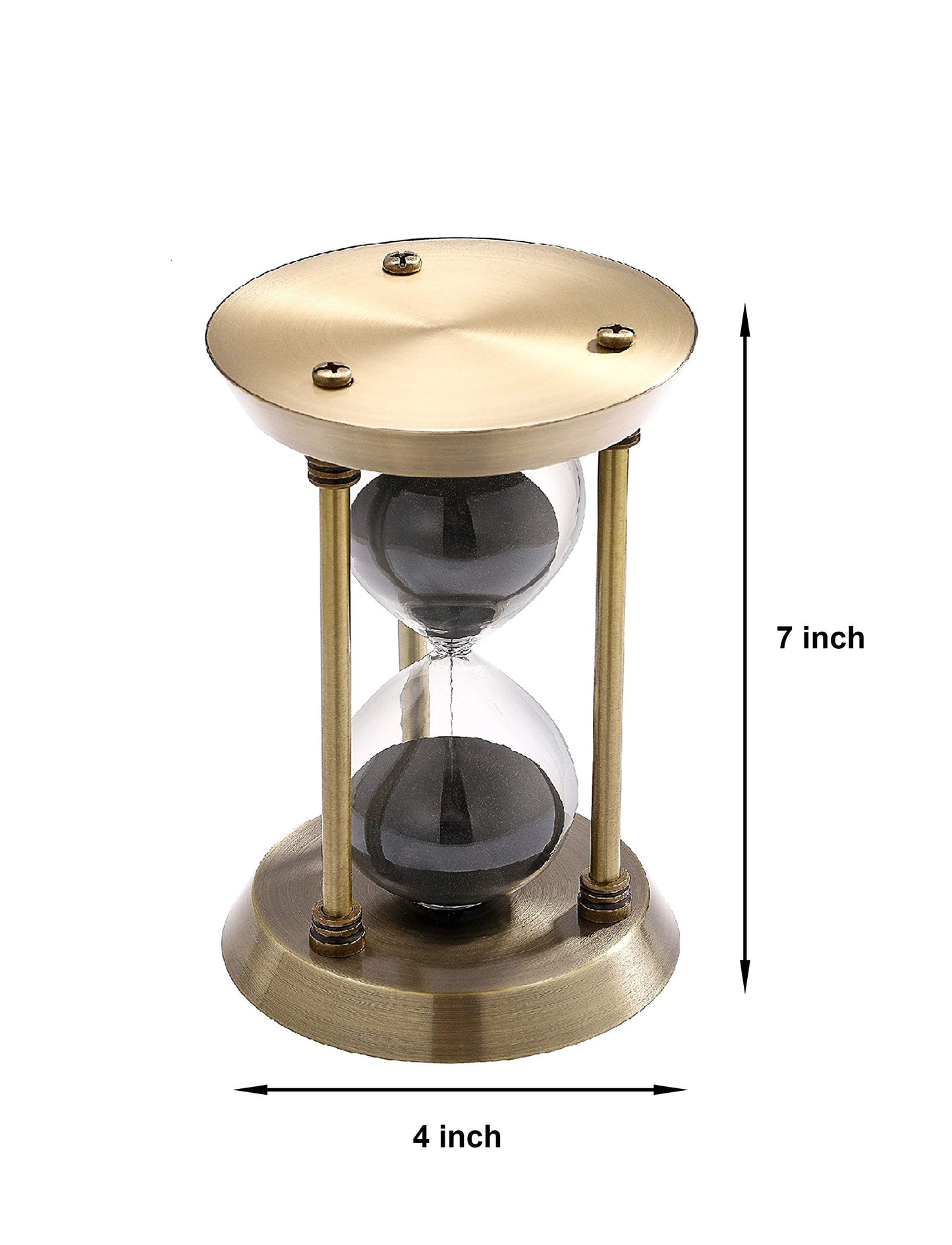 SuLiao 2 Minute Sand Timer Hourglass, Antique Metal Black Sand Clock, Antiguo Reloj De Arena 2 Minuto, Brass Sand Watch 2 Min, Small Unique Hour Glass Sandglass for Toothbrush, Office, Desk Decorative