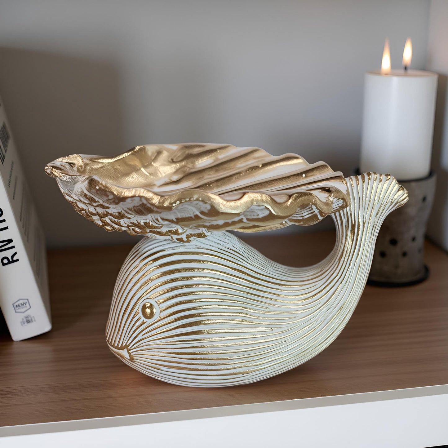 LAIKEARTS Abstract Modern Whale Decorative Sculpture, Home Decor,Ocean Beach Theme Whale Decorations,Coffee Table Statues,Dining Living Room Desk Decor,Shelf Decoration