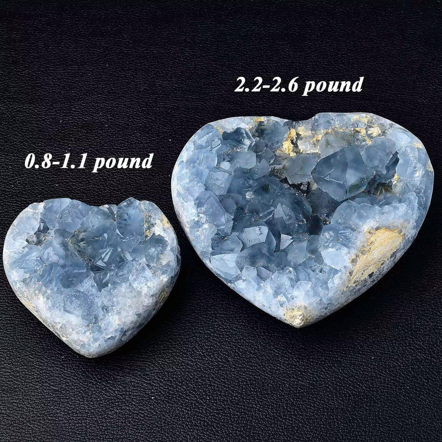 FZBHRO Extra Large Blue Celestite Geode Heart Healing Crystal Stone Collection Mineral Specimen with Stand Home Office Decor 0.4-0.6 Pound