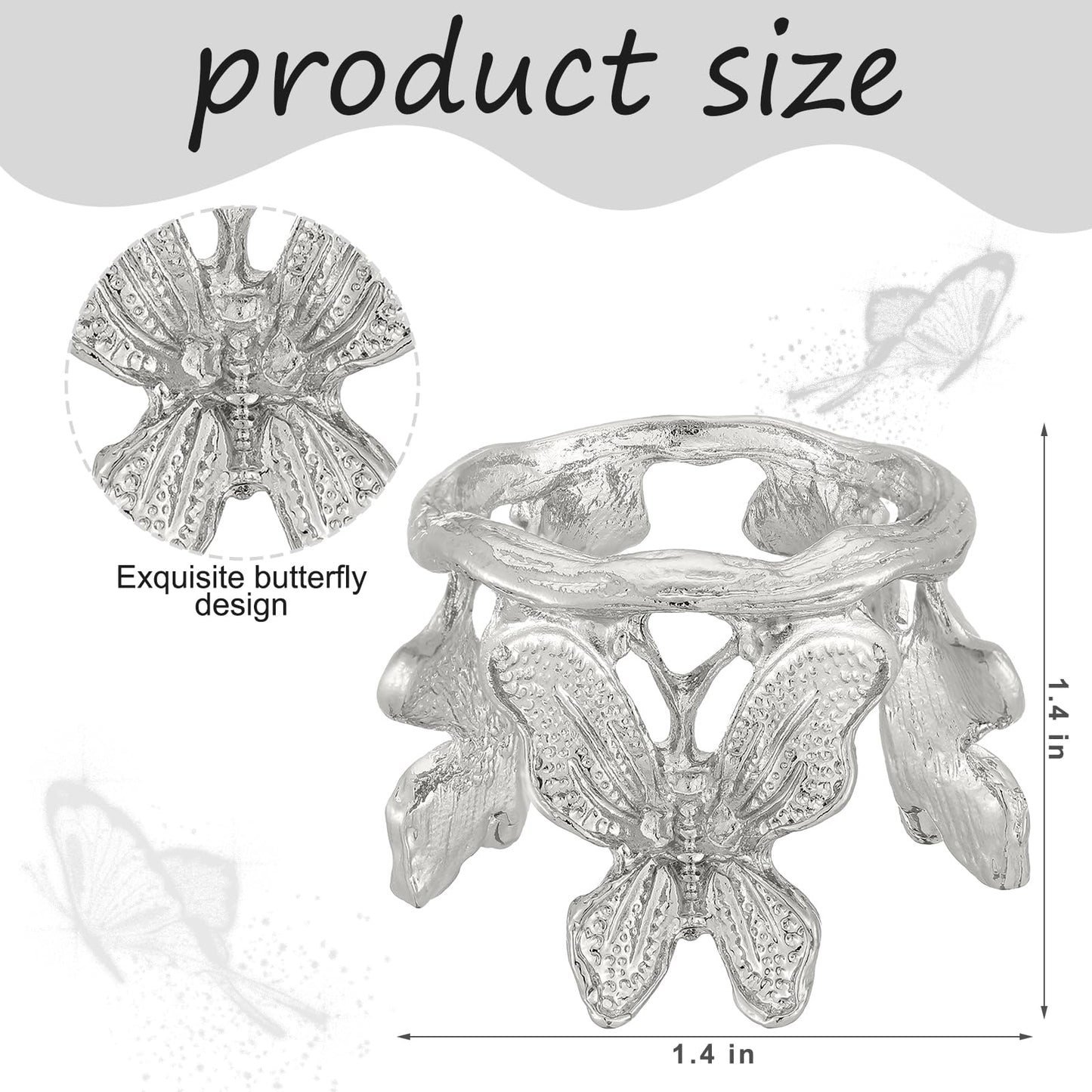 Hicarer 4 Pcs Metal Butterfly Crystal Ball Stand Silver Sphere Holder Butterfly Shape Ball Egg Base Modern Minimalist Metal Art Crafts for Sphere Globe Home Decor, Desk & Shelf Display