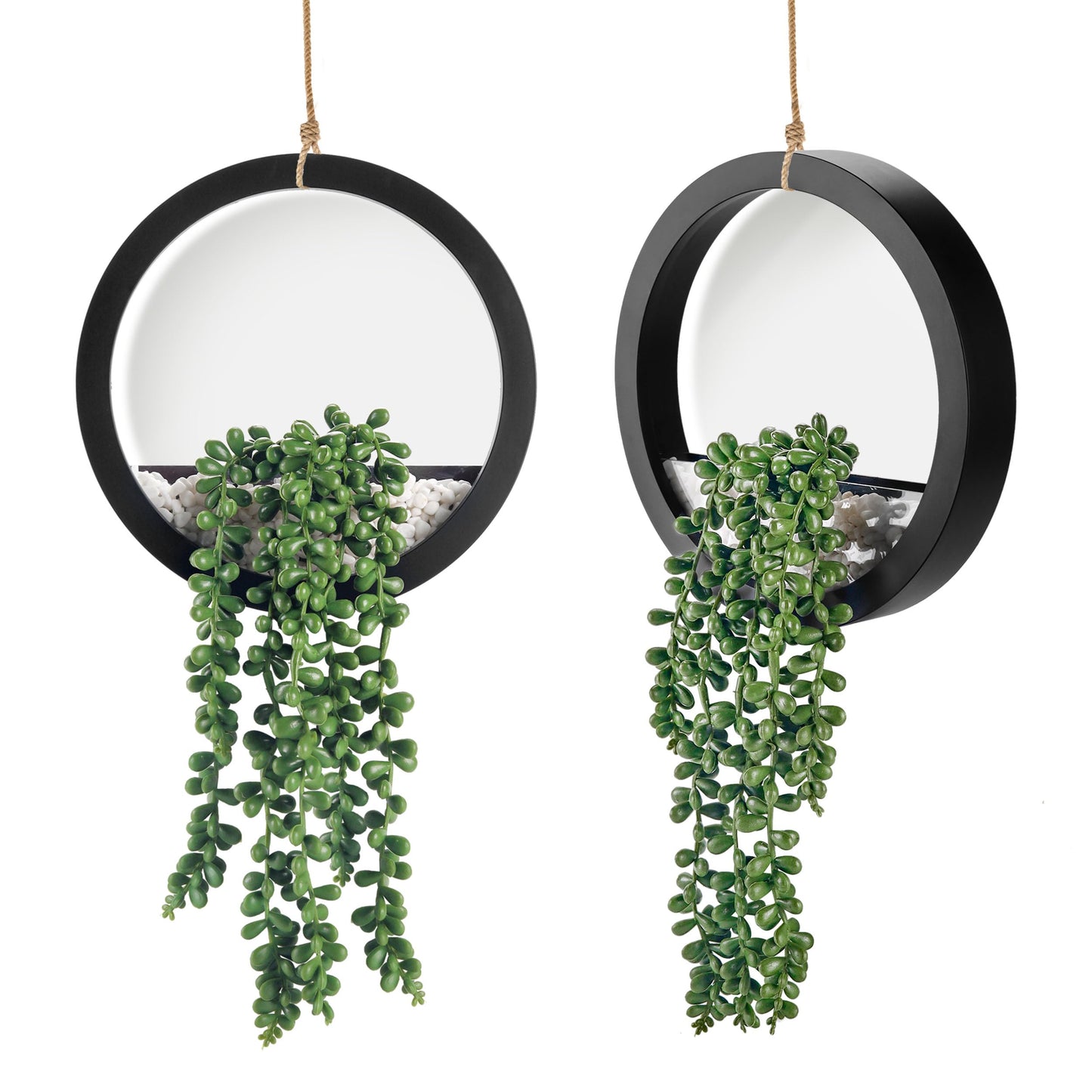 Der Rose Bundle of 2 Pack Fake Hanging Artificial Succulents Plants and 4 Pack Fake Mini Artificial Greenery Potted Plants for Halloween Decor