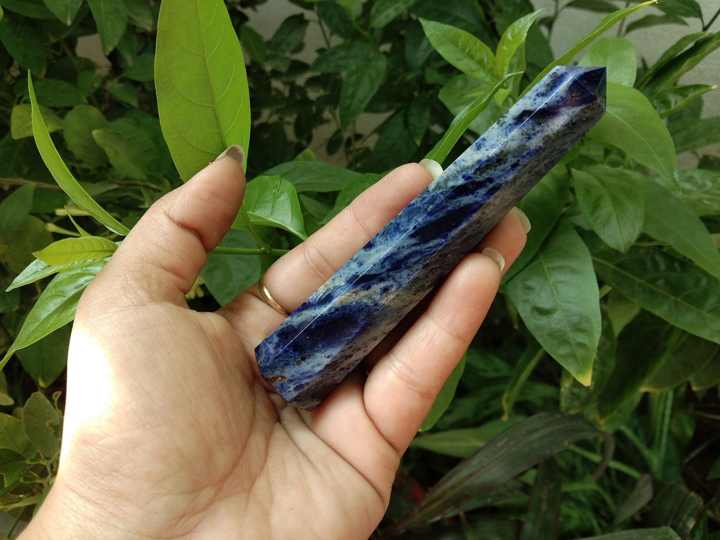 Jet Sodalite Obelisk Tower – Natural Polished Crystal Point for Home Decor & Desk Display, Gift-Ready Tower (3-3.5 Approx), Deep Blue Sodalite Crystal