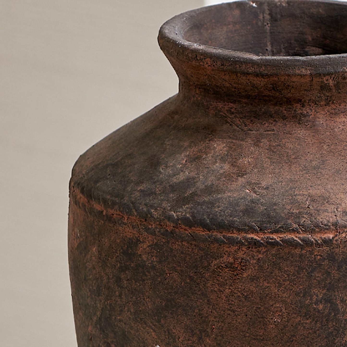 LB2 Ceramic Rustic Vase, 13.6" Tall Zen Style Terra Cotta Pitcher, Distressed Farmhouse Decor, Pottery Decorative Flower Vase for Home, Table, Living Room