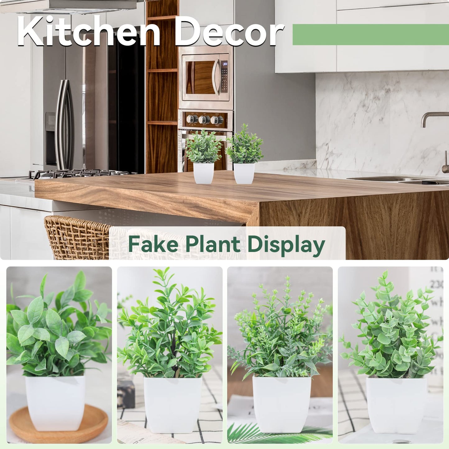 Der Rose Bundle of 4 Packs Fake Potted Plants and 4 Packs Fake Plants Hanging with Pots for Home Decor Indoor Office Table Room Farmhouse