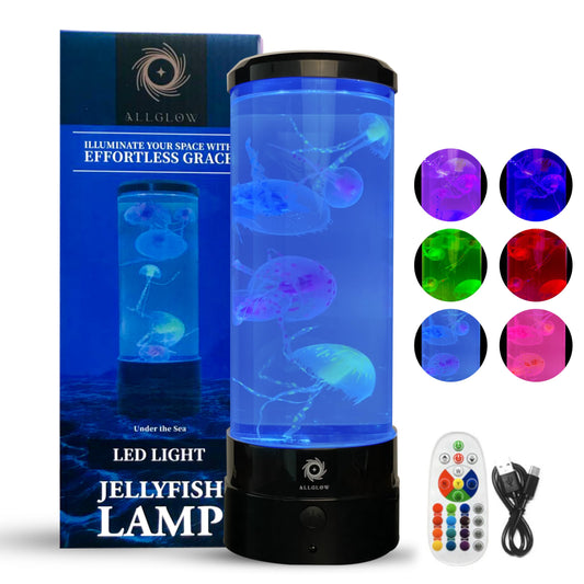 ALLGLOW Jellyfish Lamp 6 Realistic Artificial Jellyfish – Soothing Color-Changing Light for Bedroom Decor Relaxing Night Light Aquarium Lamp (Battery not Included)