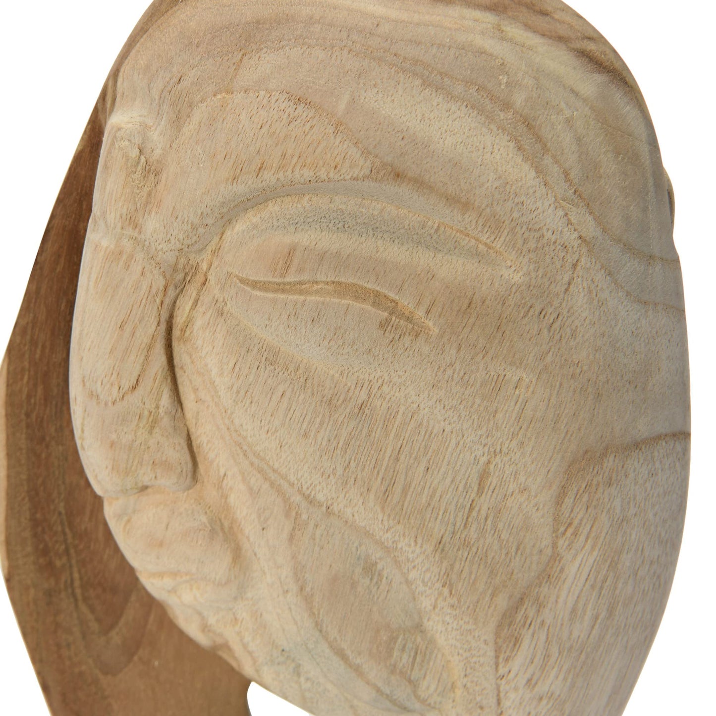 Bloomingville Hand Carved Teakwood Face Sculpture, Natural