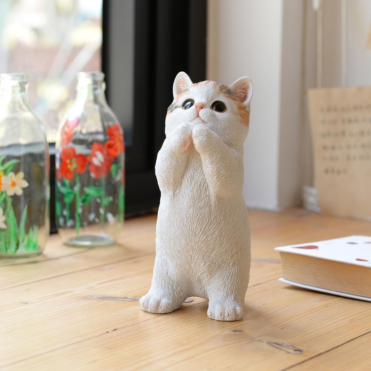 HI-LINE 7" H Calico Cat Kitten Statue Praying