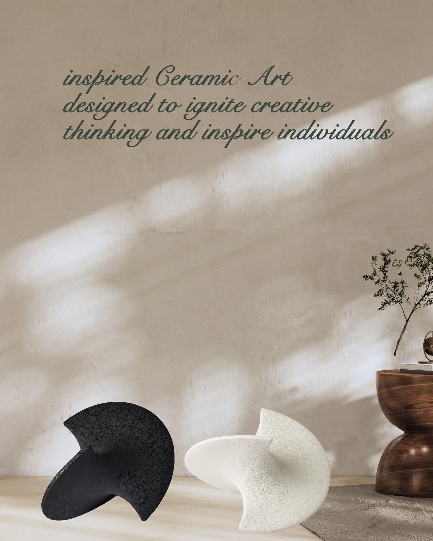 UPWOIGH Black Ceramic Inspired Decor, 5.12x7.28x5.12 in Handmade Premium Personalized Ceramic Balancing Sculpture for Living Room,Table Décor,1Pack