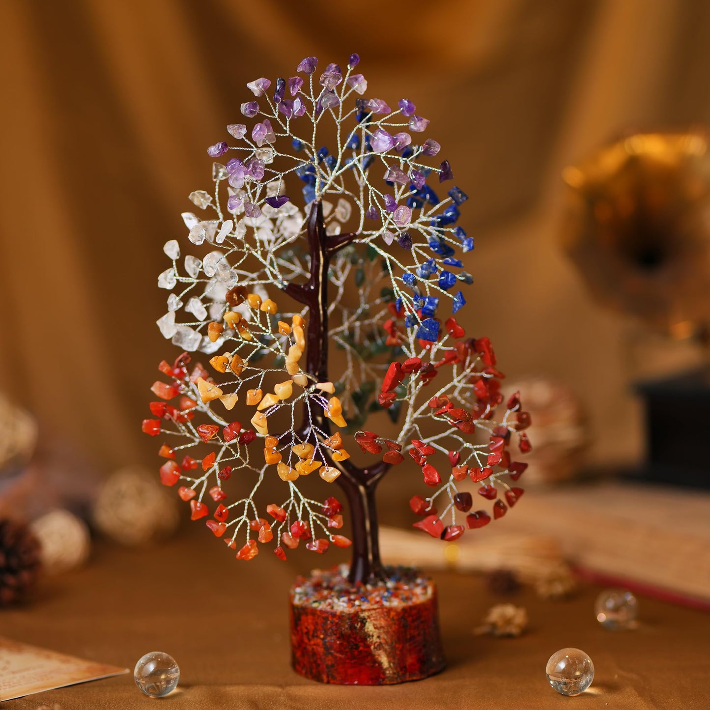 YUVDIPR Chakra Crystal Tree - Handmade Healing Crystal Tree with 7 Chakra Stones - Decorative Trees of Life for Meditation, Feng Shui, and Home Decor - Unique Birthday Gifts for Women
