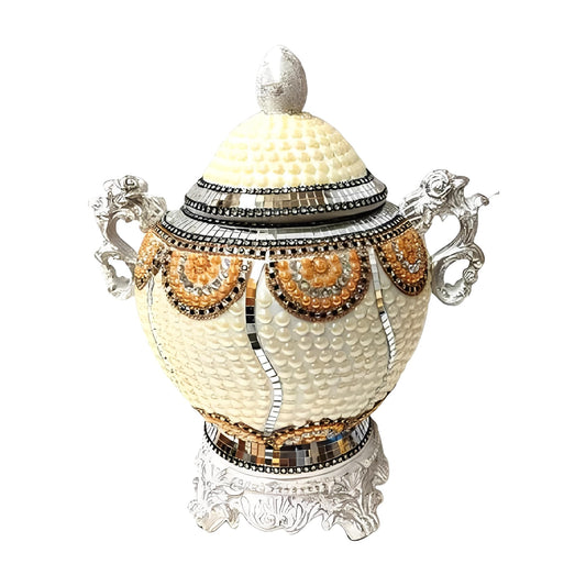 ICE Armor 14" H Ivory & Golden Color Royal Embellished Ceramic Vase Stylish Home and Office Decor Luxury Ornament Great Gift for Home Lovers