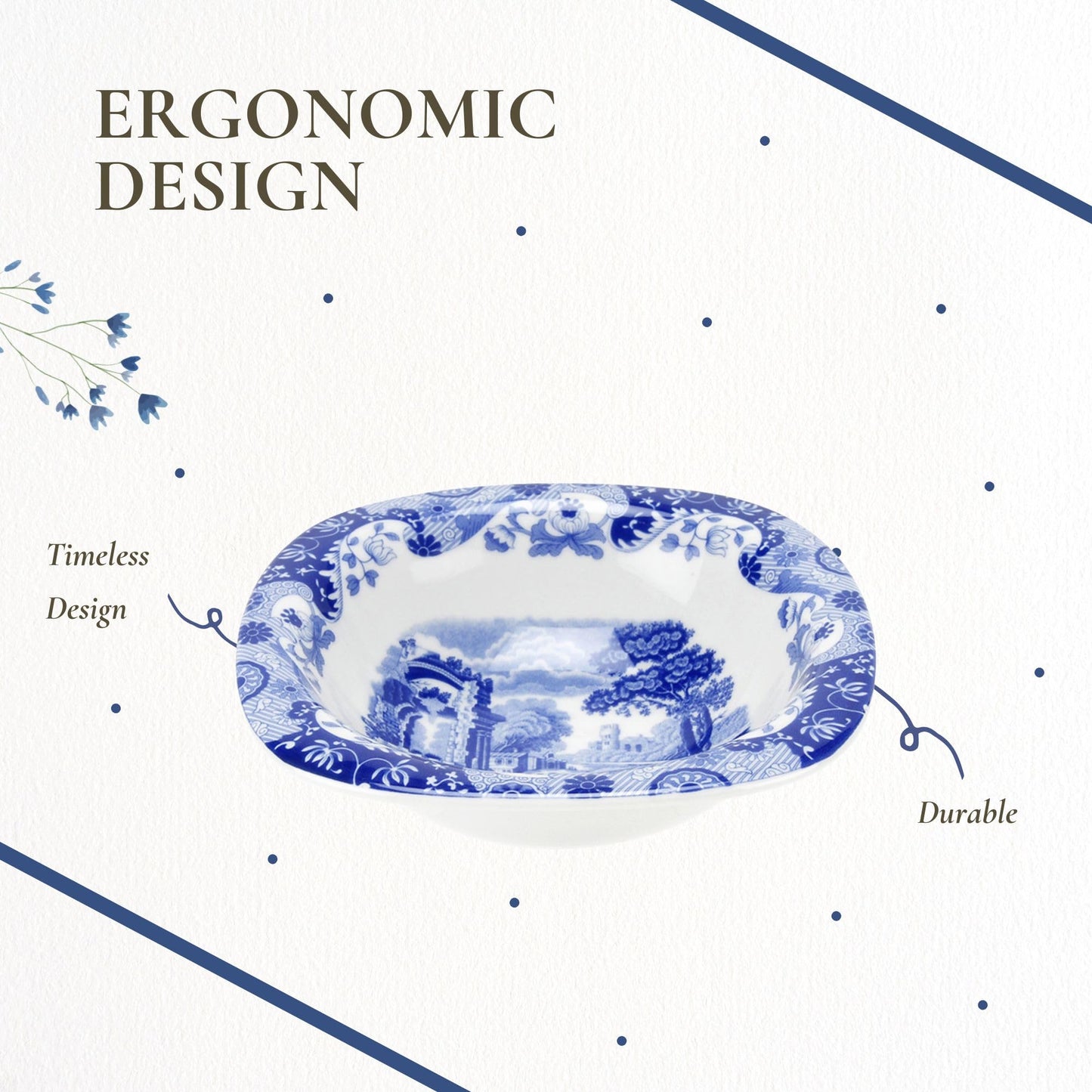 Spode – Blue Italian Blue Italian Dip Dish – BlueWhite