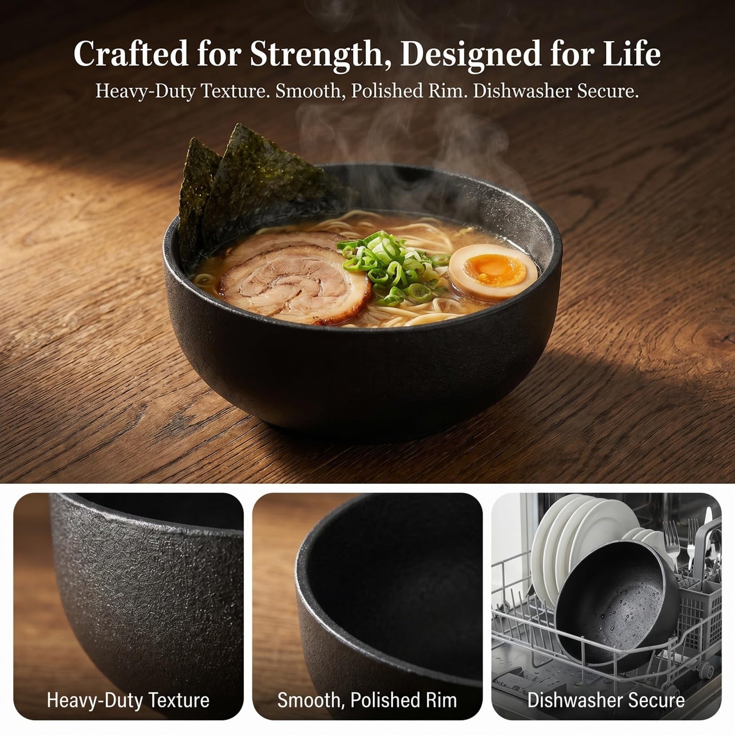 Cabilock Cast Iron Bibimbap Bowl 6.7 Inch Korean Stone Bowl for Cooking Sizzling Hot Pot Dolsot Professional Ramen Noodle Soup Mixing Rice Serving Basin Oven Safe Seasoned Kitchenware