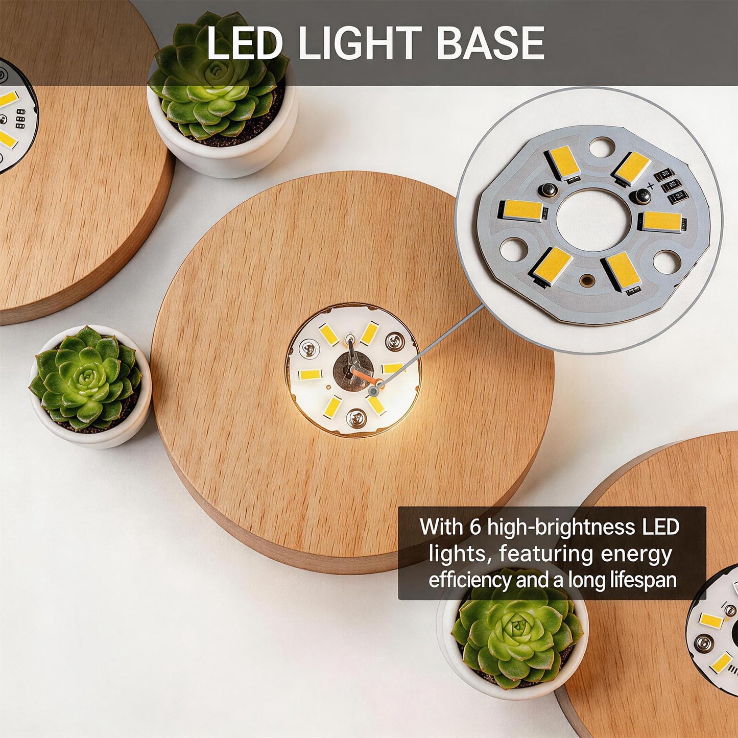 Bituulor Battery Power Led Light Stand for 3D Crystal Art Glass,Warm Light,Wood,4 inch