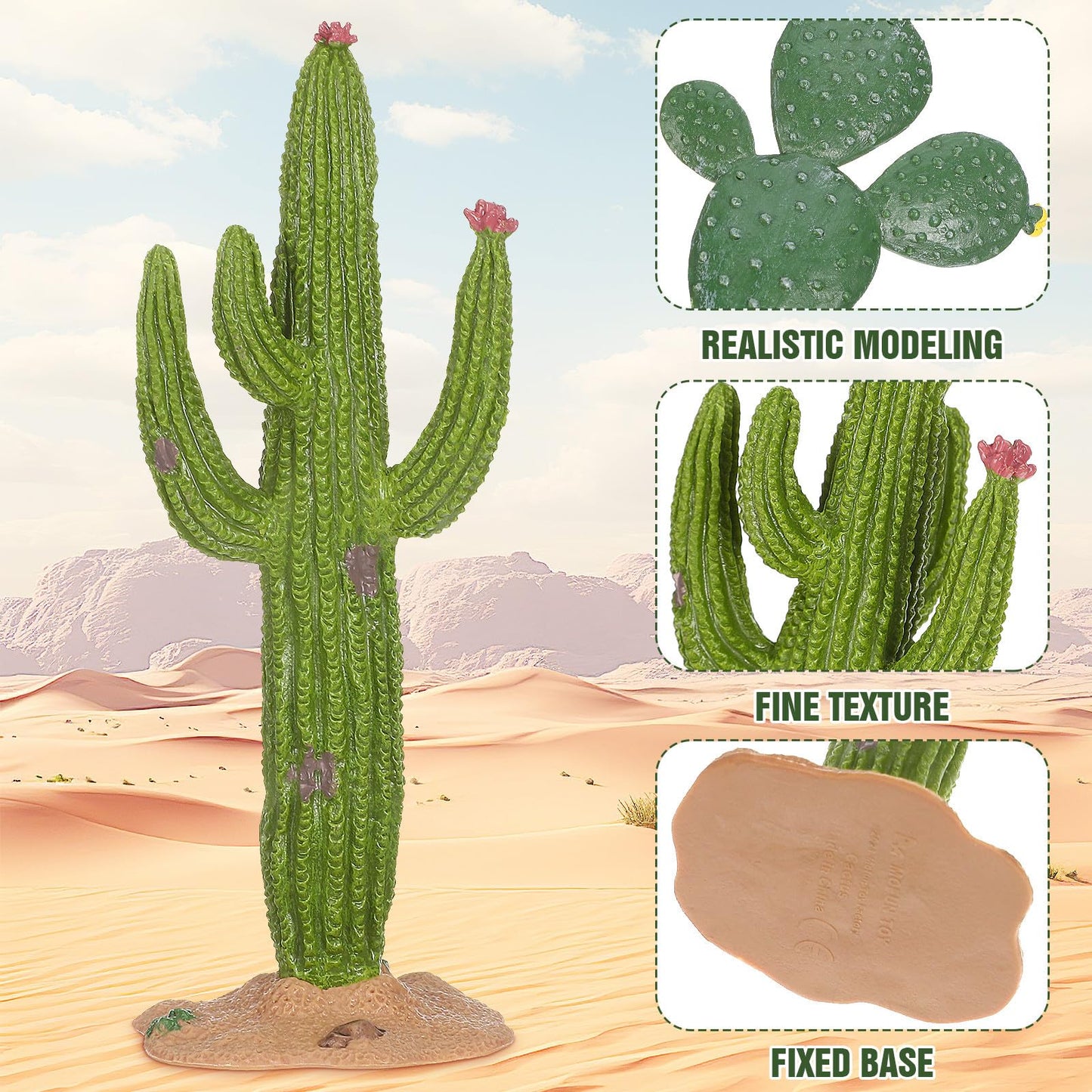 Amosfun 2 Pcs Simulated Cactus Adornments Lifelike Cactus Figurines Desktop Decor Artificial Greenery Plants for Home Office Garden Decoration 5.70X2.16X2.16 Inches