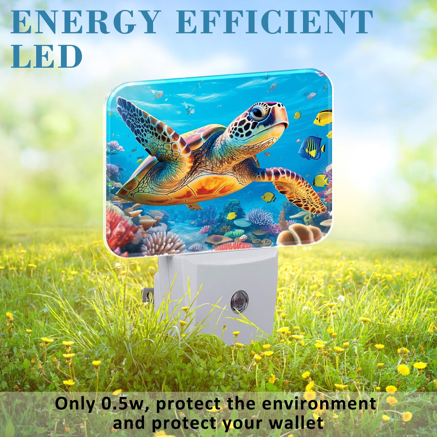 Uiaoiais Sea Turtles in Underwater World Night Light for Kids Girls Boys, Turtles LED Night Light Plug into Wall with Dusk to Dawn Sensor for Bedroom, Hallway, Kitchen, Bathroom, Stairs Decor