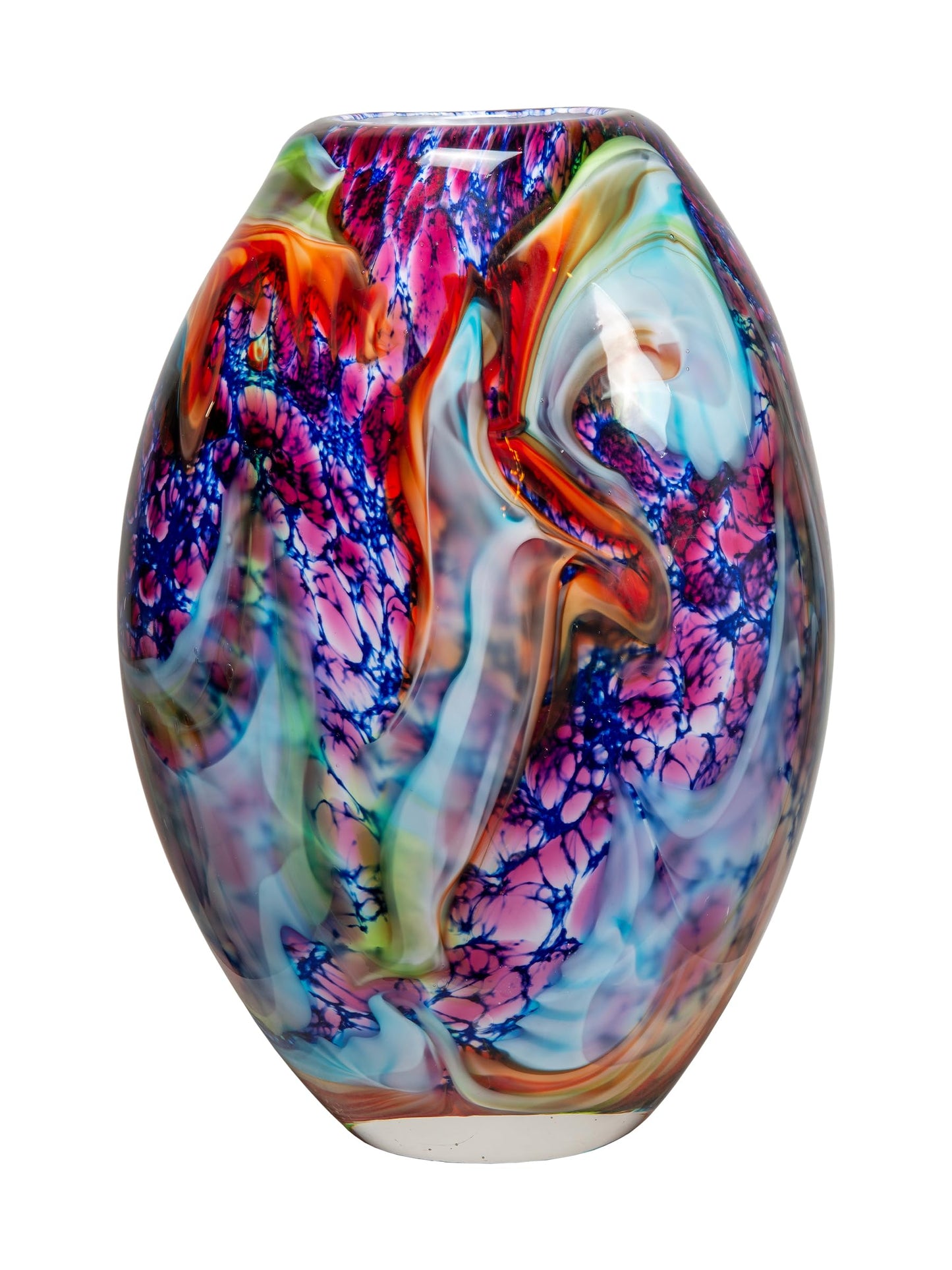 Dale Tiffany AV23130 Villa Cuzzano Murano Style Handcrafted Art Glass Vase, Multi Color, 13-Inch Tall