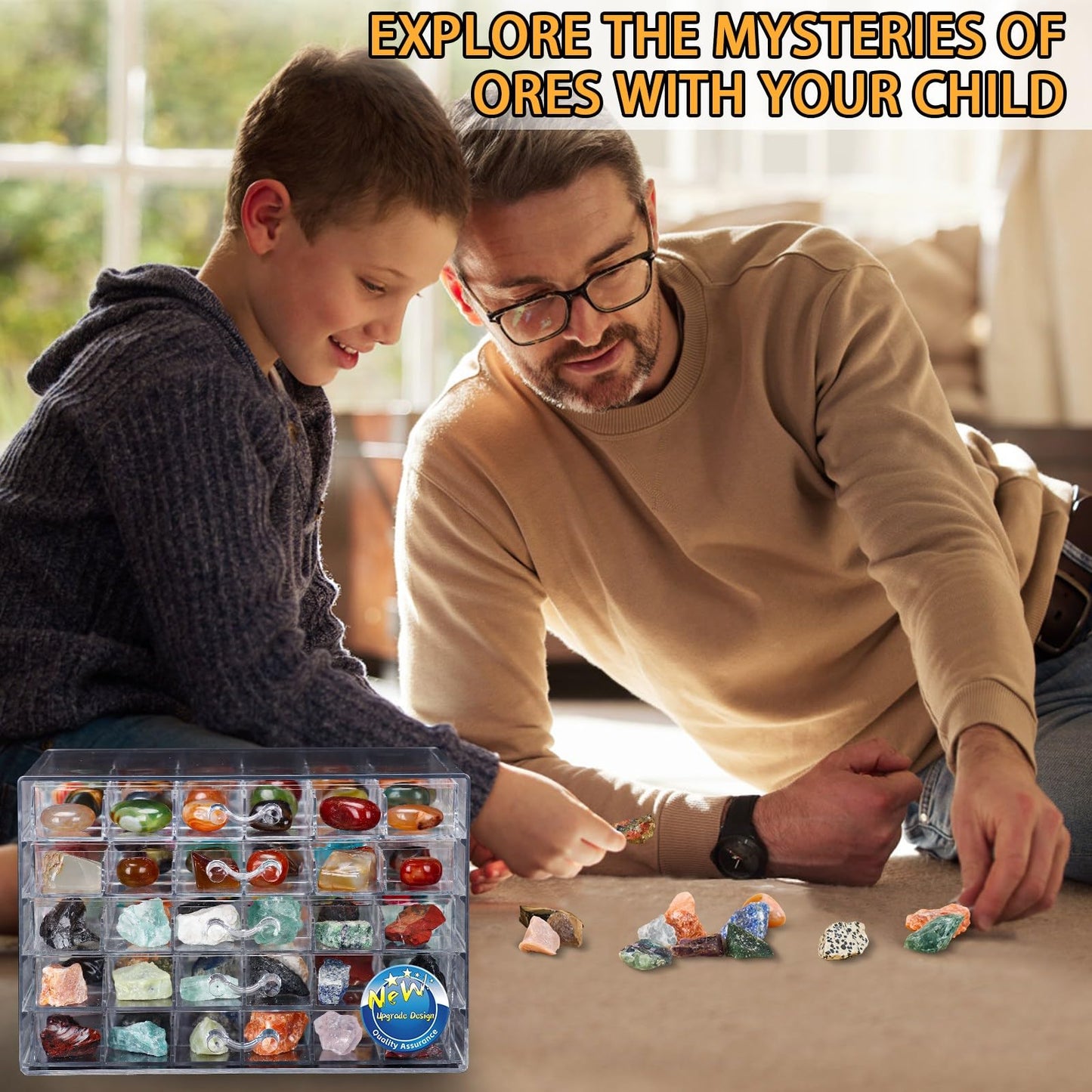 Crystal Rock Collection Display Case - Display Shelf for Collectibles - Rock Collections Box for Kids - Rock Collection Storage - Rock Collections Box for Kids 5 Layers