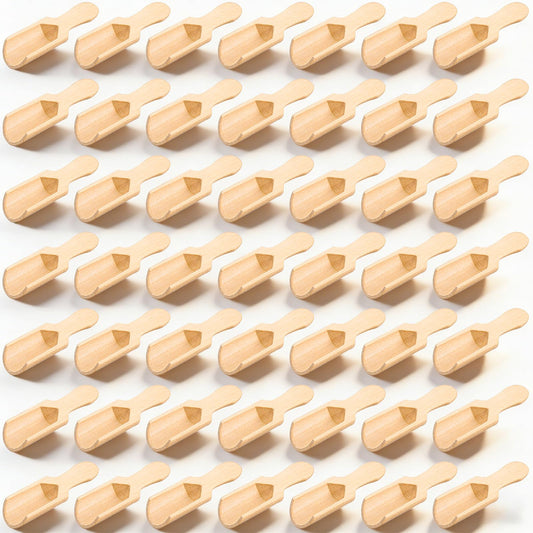 100 Pack Mini Wooden Spoons for Jars, Small Bath-Salt Scoops Mini Scooper Wooden Candy Spoon Washing Powder for Sugar Scrubs, Bath-Salts, Cooking