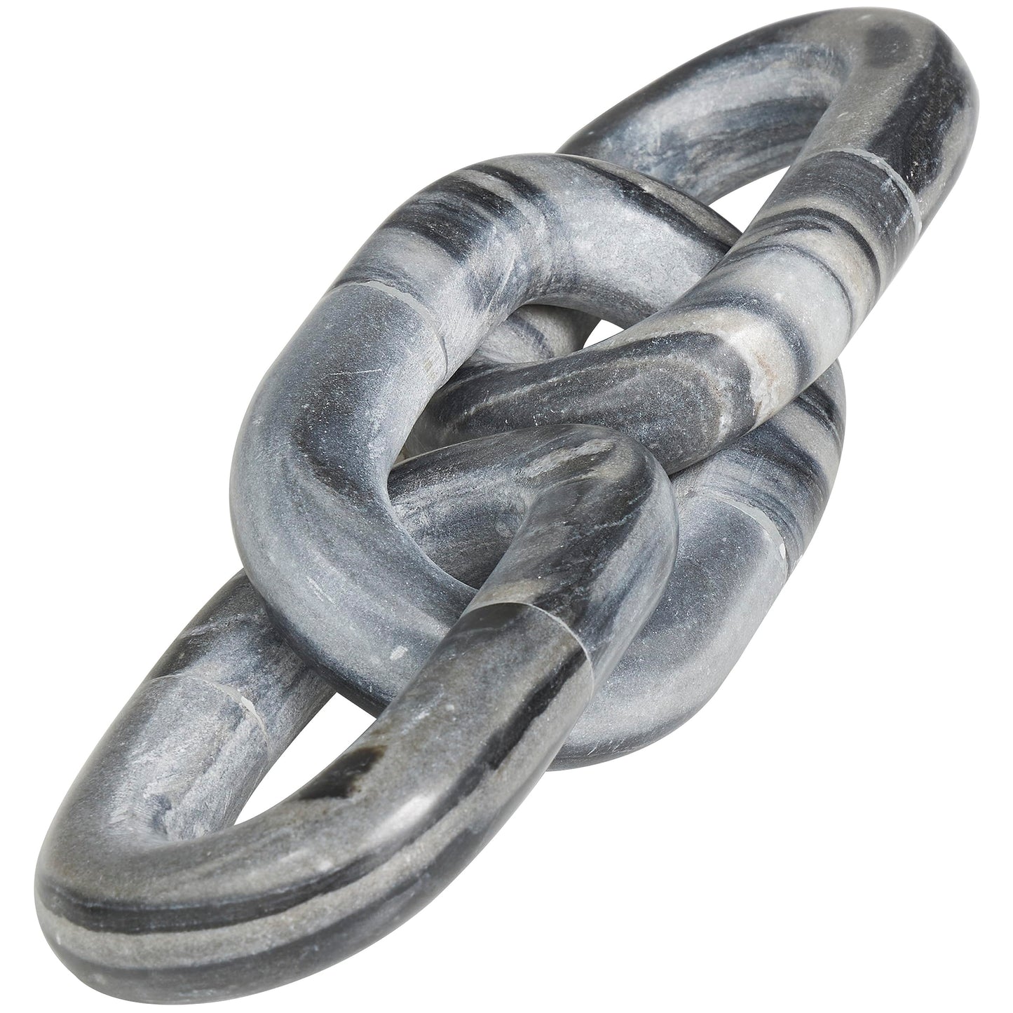 Deco 79 Marble Chain Handmade Decorative Sculpture Geometric 3 Link Home Decor Statue, Accent Figurine 13" x 4" x 3", Gray