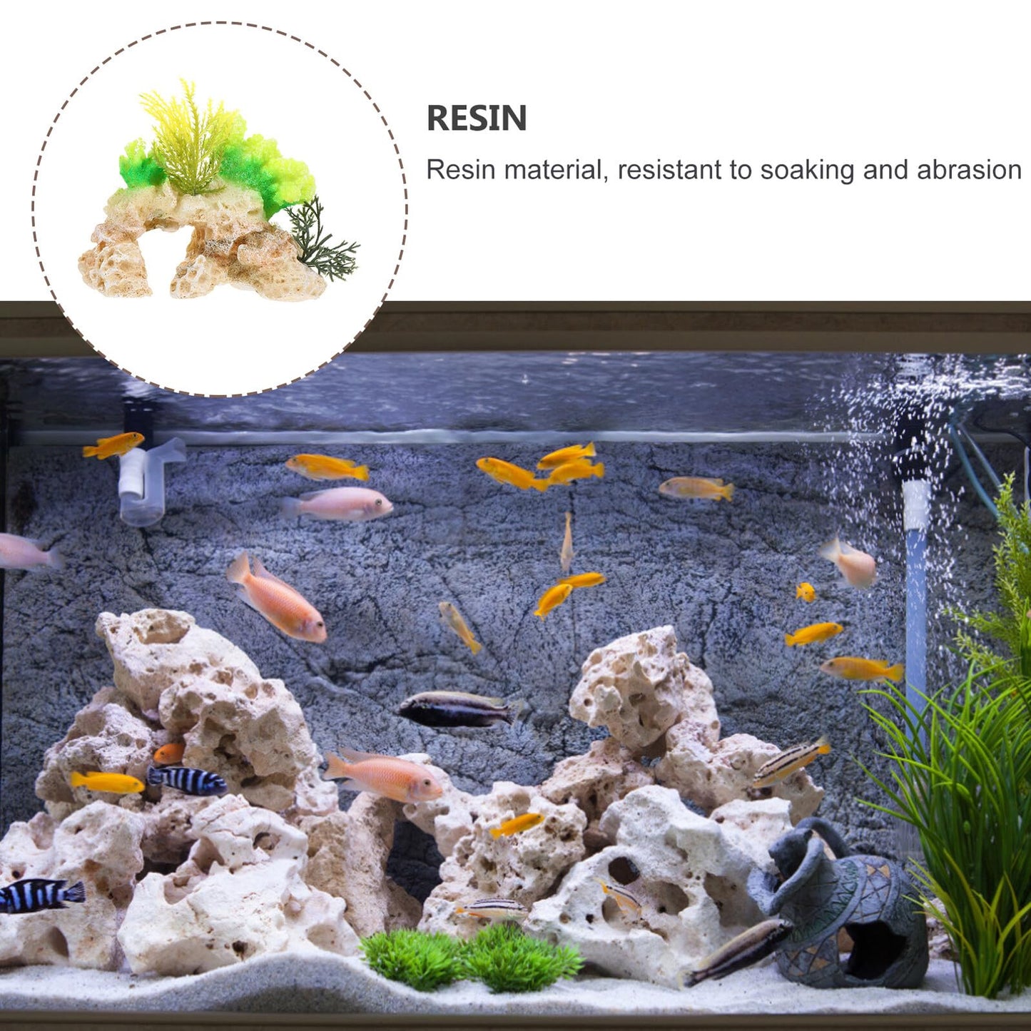 Hemoton Artificial Yellow Coral Sculpture Resin Aquarium Ornament for Fish Tank Landscaping, Sea Life Coral Figurine Decorative Reef for Freshwater and Saltwater Aquariums